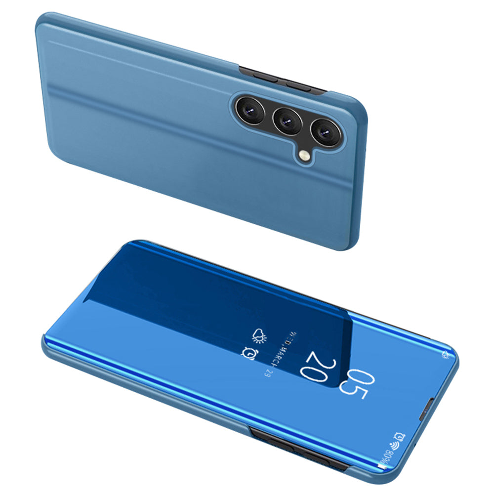 For Samsung Galaxy A16 5G / A16 4G Case View Window Stand Leather Flip Phone Cover - Blue