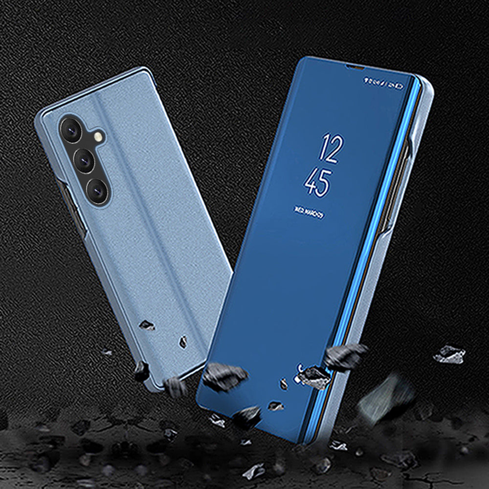 For Samsung Galaxy A16 5G / A16 4G Case View Window Stand Leather Flip Phone Cover - Blue