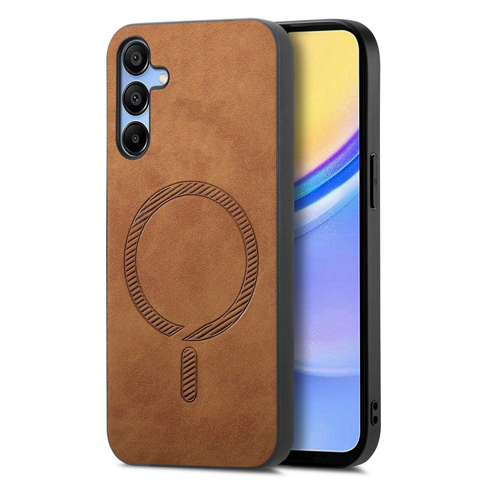 For Samsung Galaxy A16 5G / 4G Leather Back Case Compatible with MagSafe Skin-Touch Phone Cover - Brown