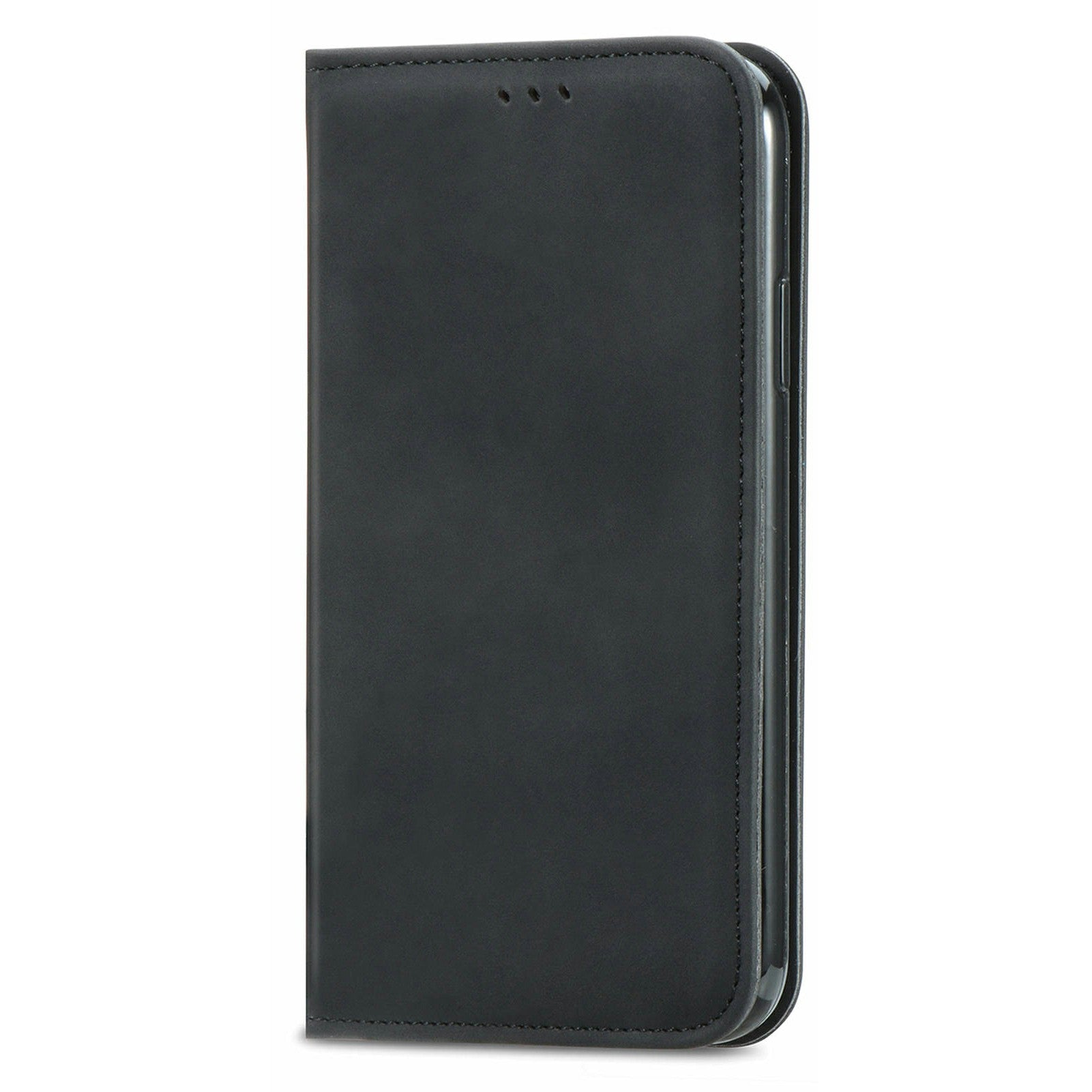 For Oppo F27 5G Case Skin Touch Feeling Card Slot Leather Phone Cover Stand Magnetic Absorption - Black