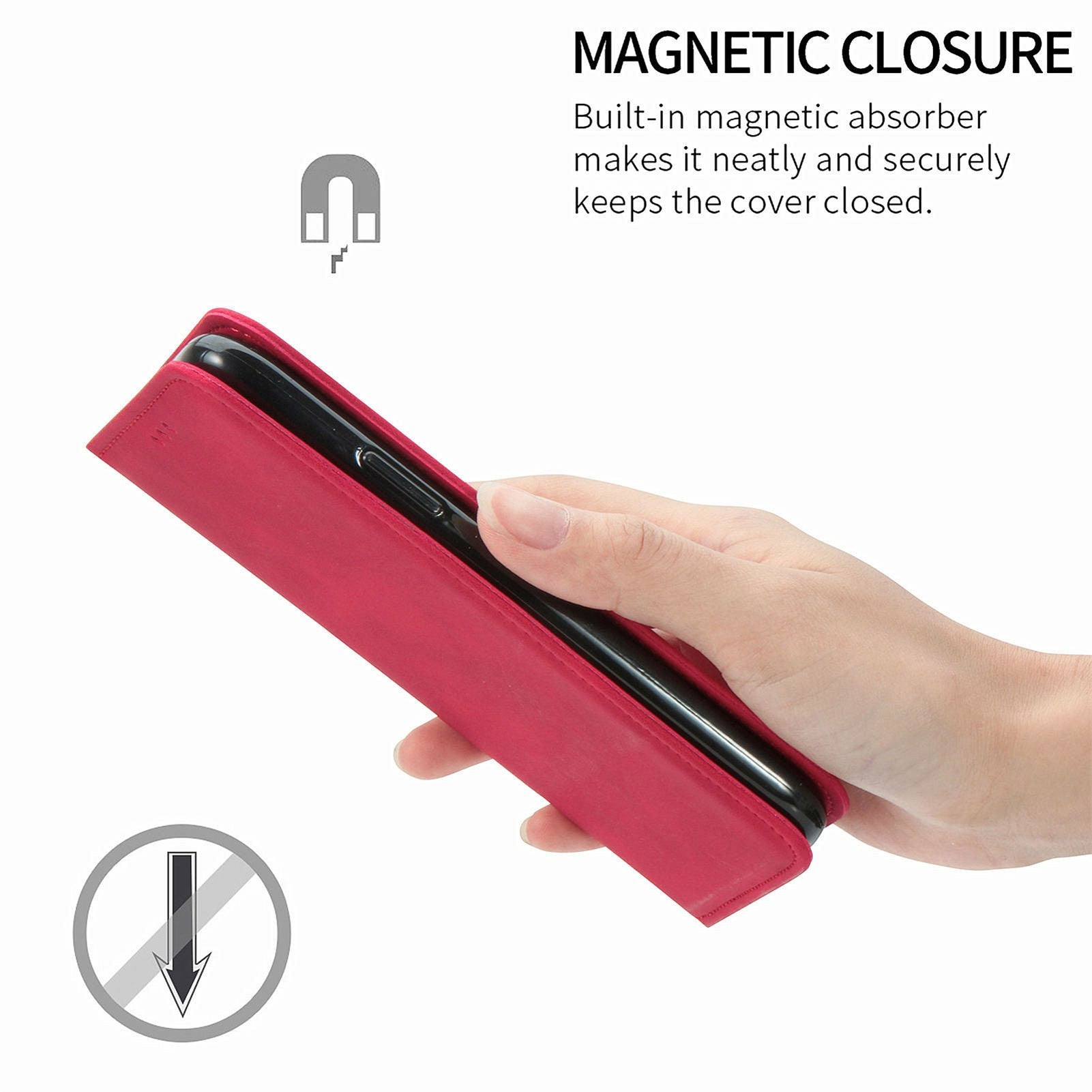 For Oppo F27 5G Case Skin Touch Feeling Card Slot Leather Phone Cover Stand Magnetic Absorption - Red