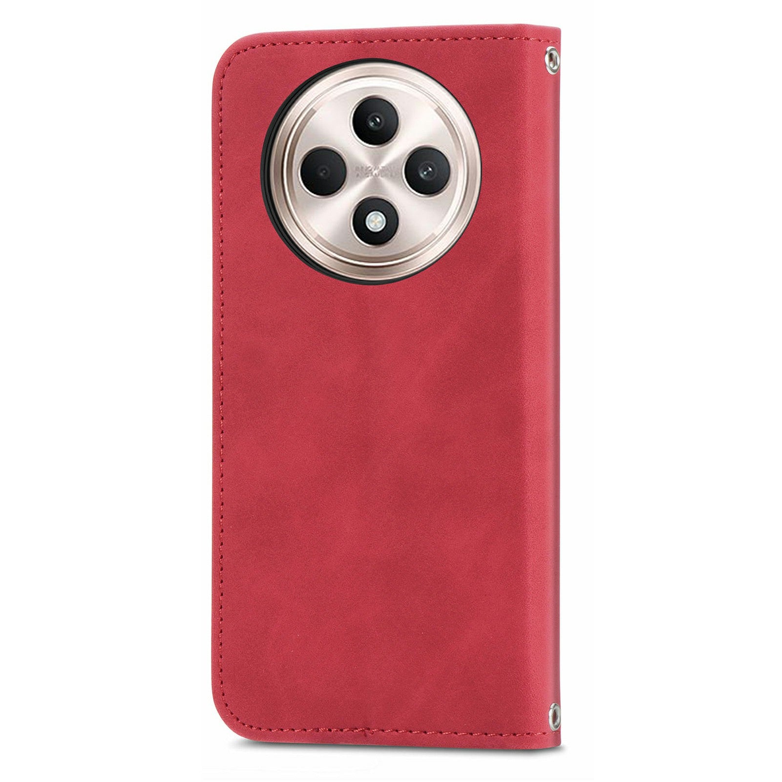 For Oppo F27 5G Case Skin Touch Feeling Card Slot Leather Phone Cover Stand Magnetic Absorption - Red