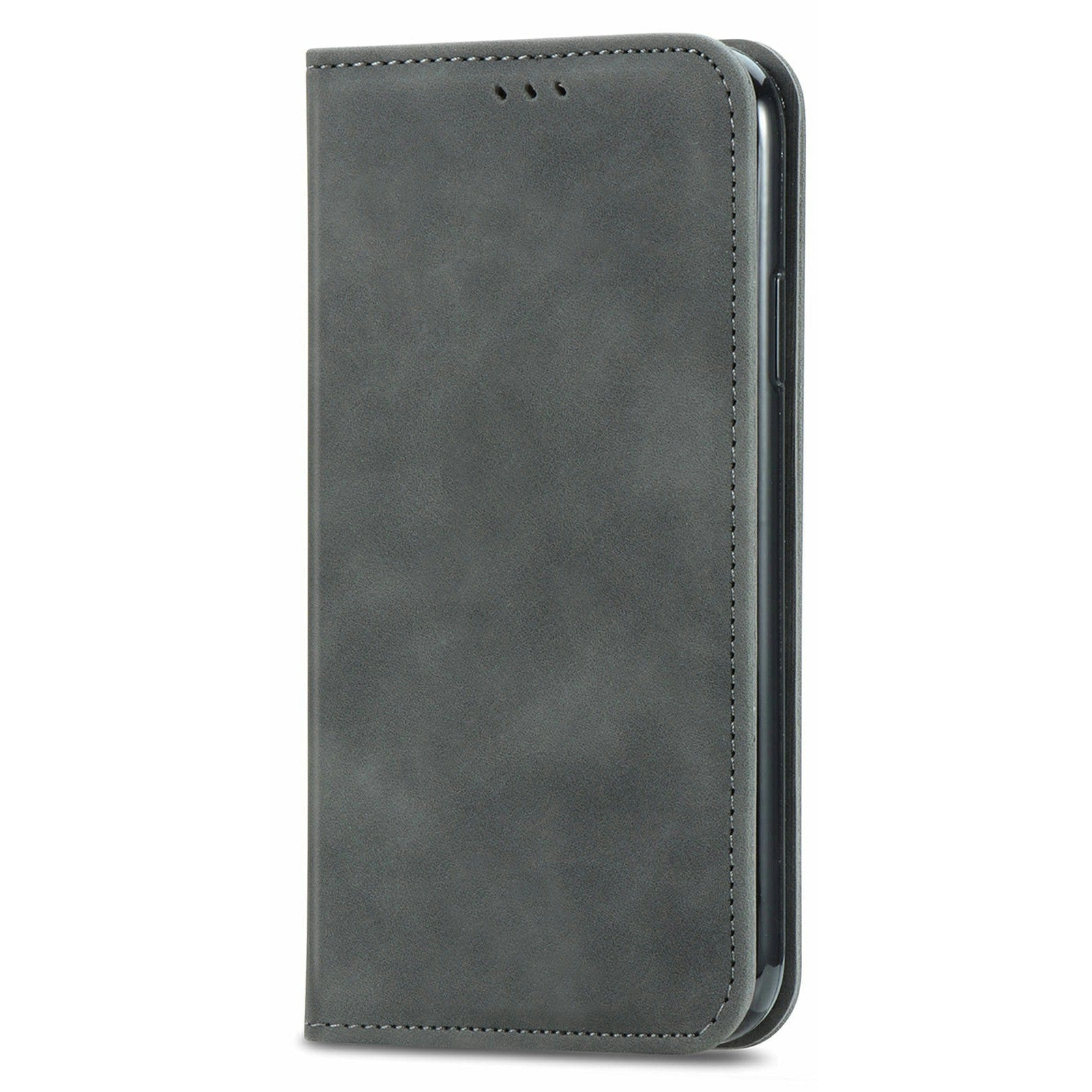 For Oppo F27 5G Case Skin Touch Feeling Card Slot Leather Phone Cover Stand Magnetic Absorption - Grey