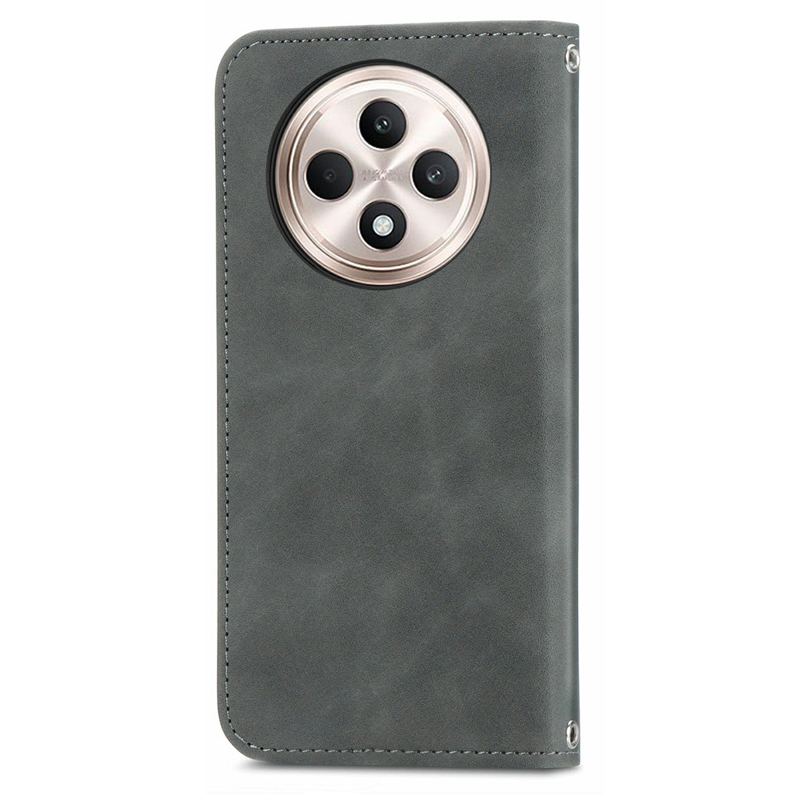 For Oppo F27 5G Case Skin Touch Feeling Card Slot Leather Phone Cover Stand Magnetic Absorption - Grey