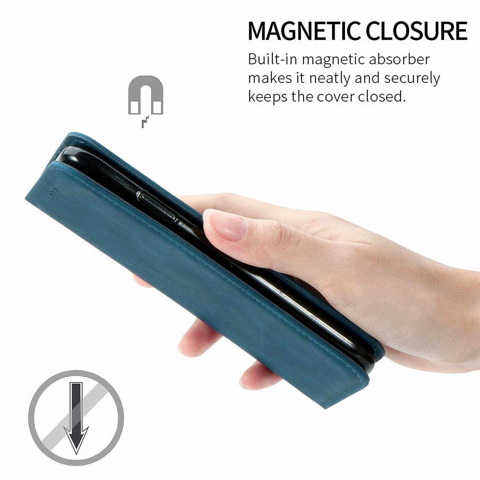 For Oppo F27 5G Case Skin Touch Feeling Card Slot Leather Phone Cover Stand Magnetic Absorption - Dark Blue