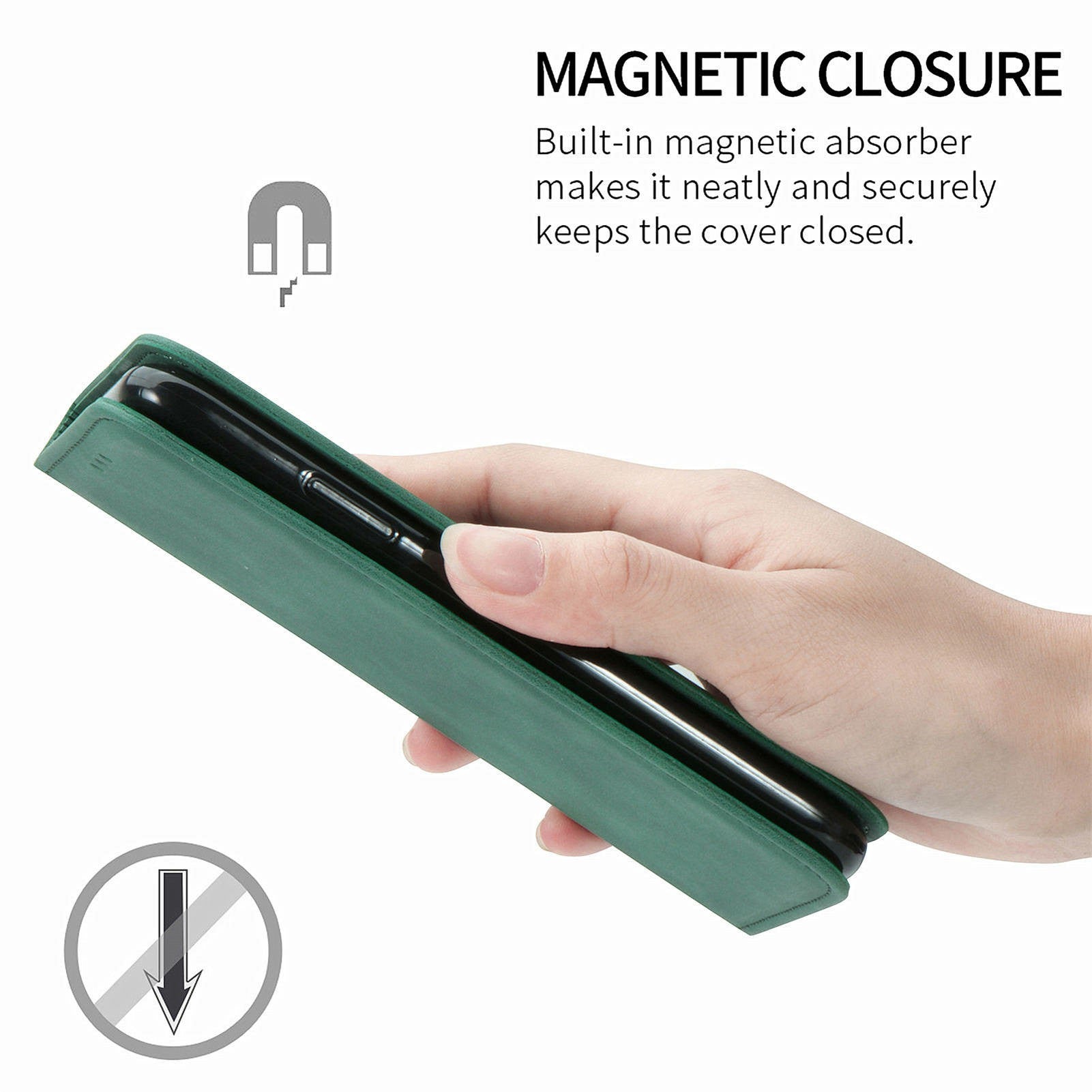 For Oppo F27 5G Case Skin Touch Feeling Card Slot Leather Phone Cover Stand Magnetic Absorption - Green