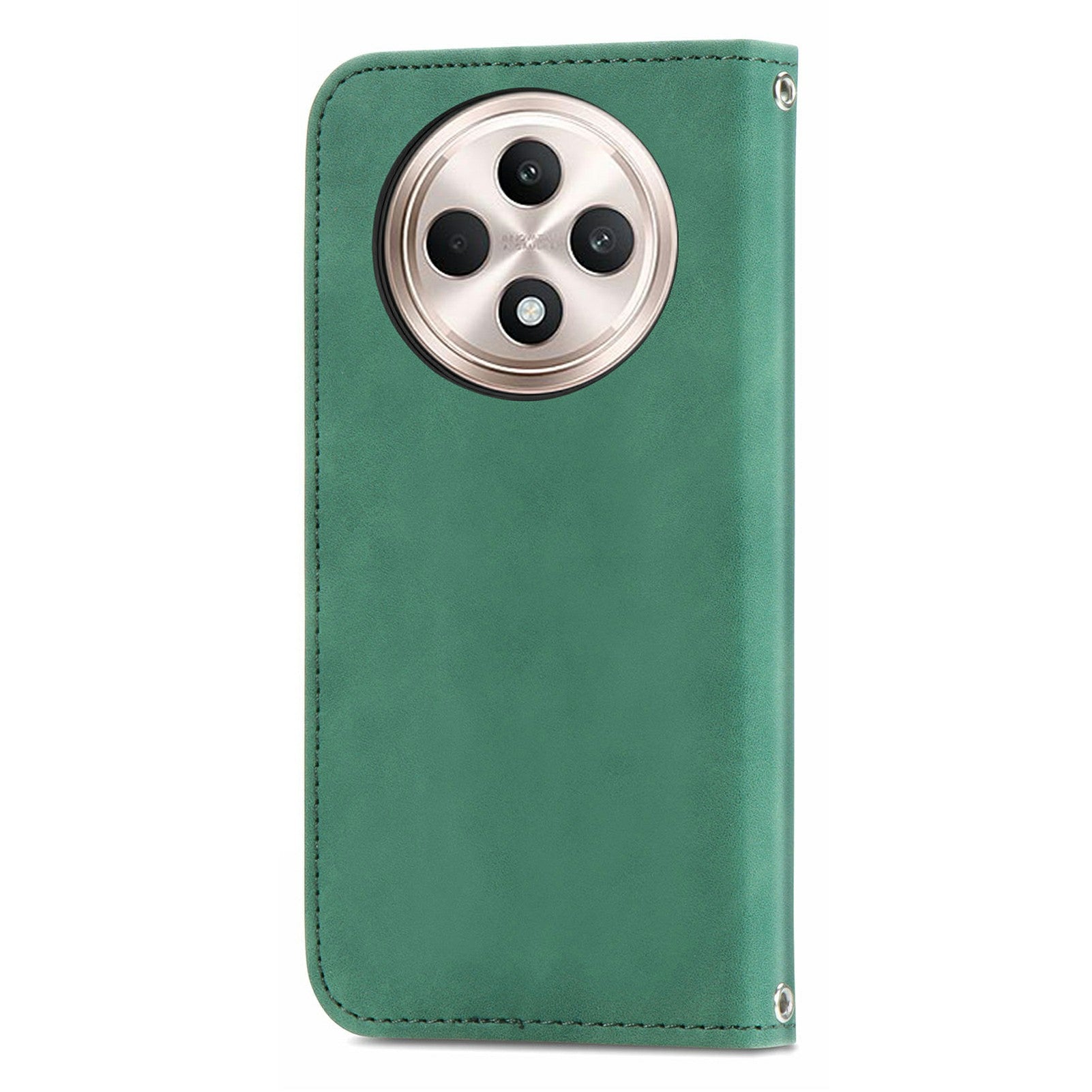 For Oppo F27 5G Case Skin Touch Feeling Card Slot Leather Phone Cover Stand Magnetic Absorption - Green