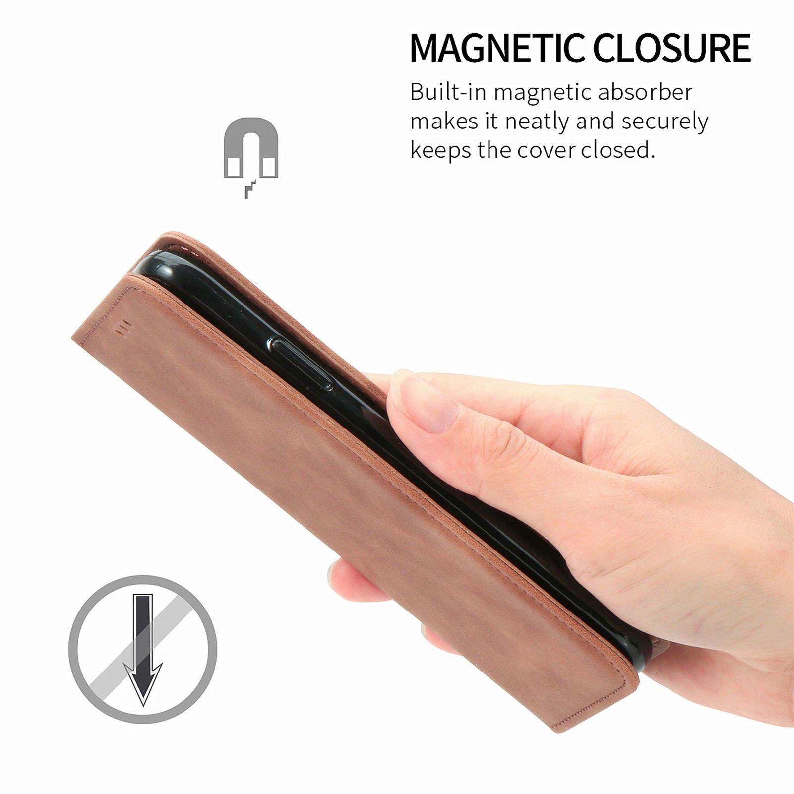 For Oppo F27 5G Case Skin Touch Feeling Card Slot Leather Phone Cover Stand Magnetic Absorption - Brown