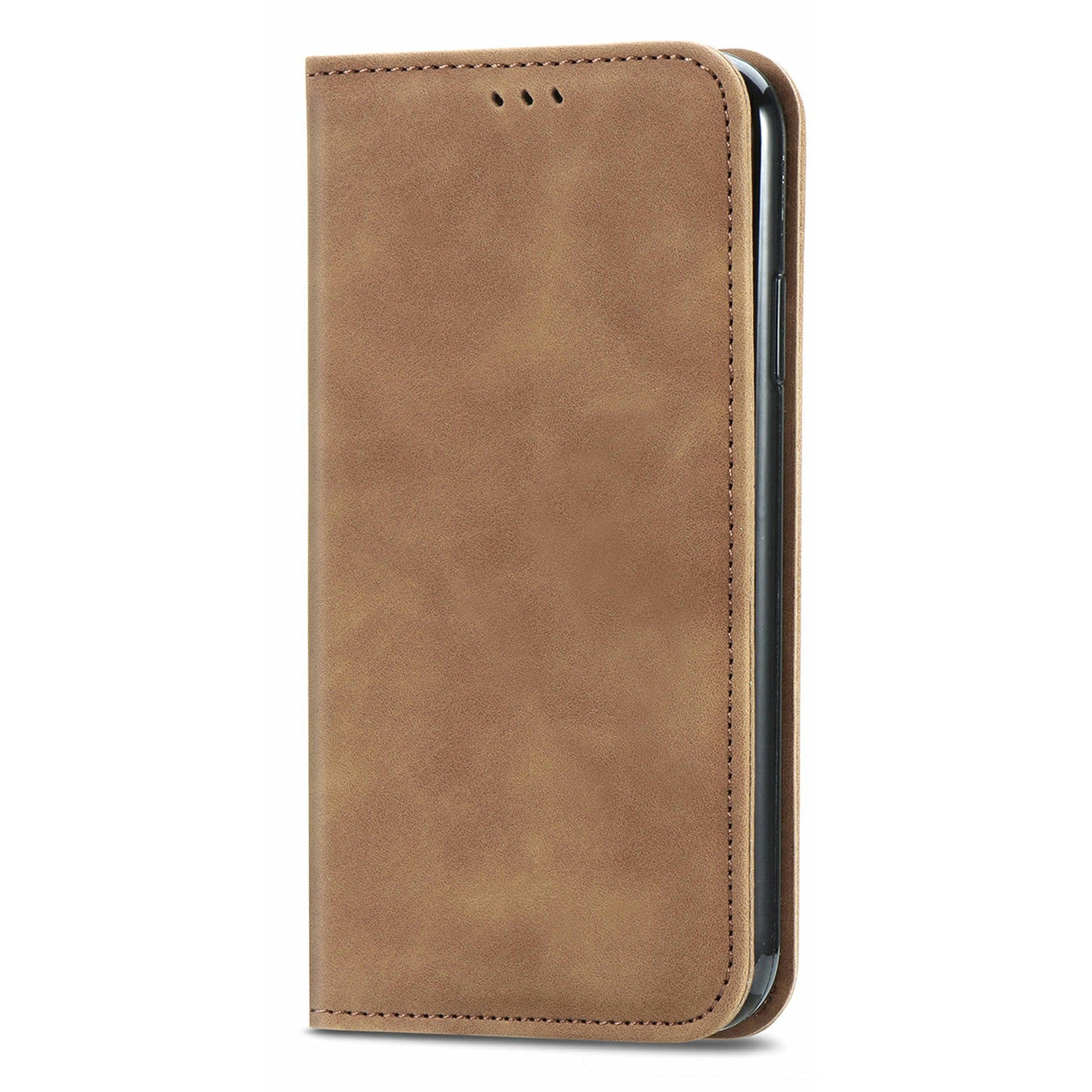 For Oppo F27 5G Case Skin Touch Feeling Card Slot Leather Phone Cover Stand Magnetic Absorption - Brown