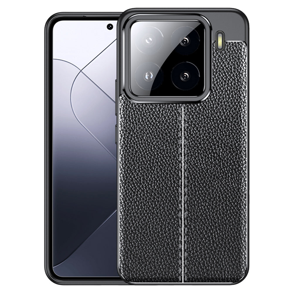 For Xiaomi 15 Case Litchi Texture TPU Flexible Phone Cover, Black