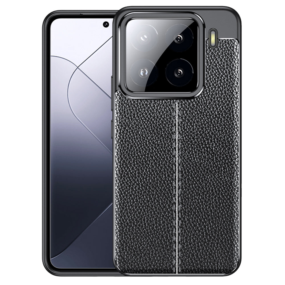 For Xiaomi 15 Pro Case Litchi Texture TPU Flexible Phone Cover, Black