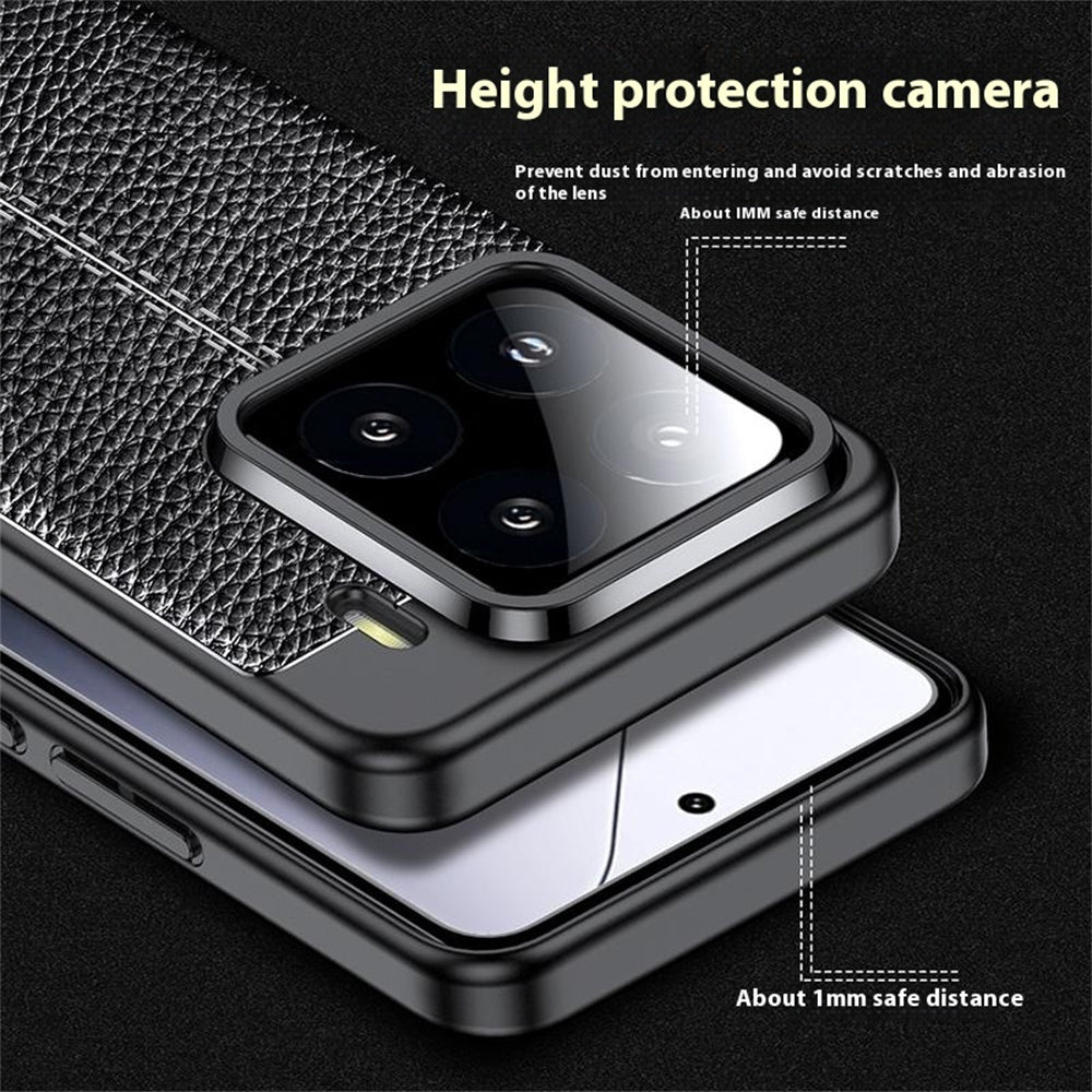 For Xiaomi 15 Pro Case Litchi Texture TPU Flexible Phone Cover, Black