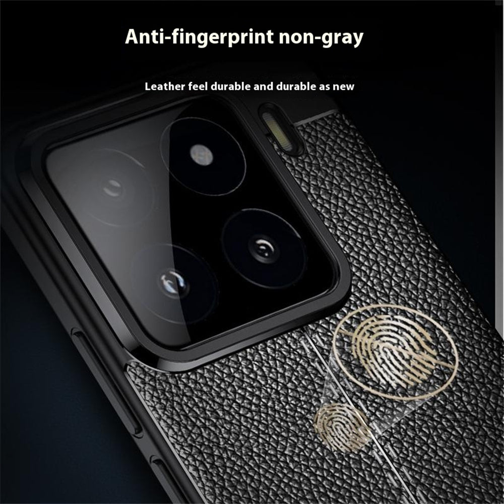 For Xiaomi 15 Pro Case Litchi Texture TPU Flexible Phone Cover, Black