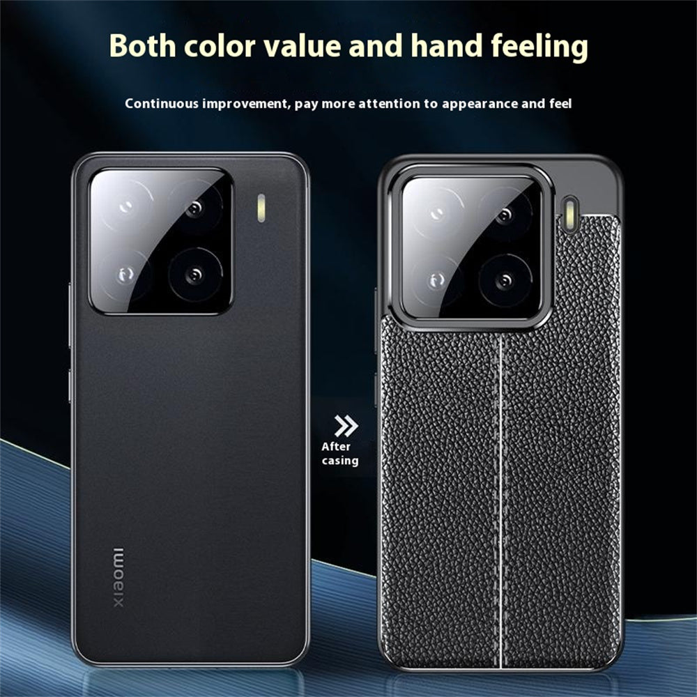 For Xiaomi 15 Pro Case Litchi Texture TPU Flexible Phone Cover, Black