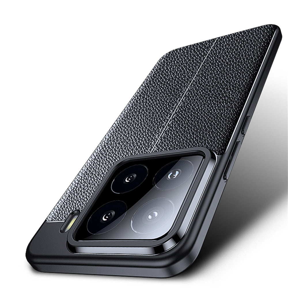 For Xiaomi 15 Pro Case Litchi Texture TPU Flexible Phone Cover, Black