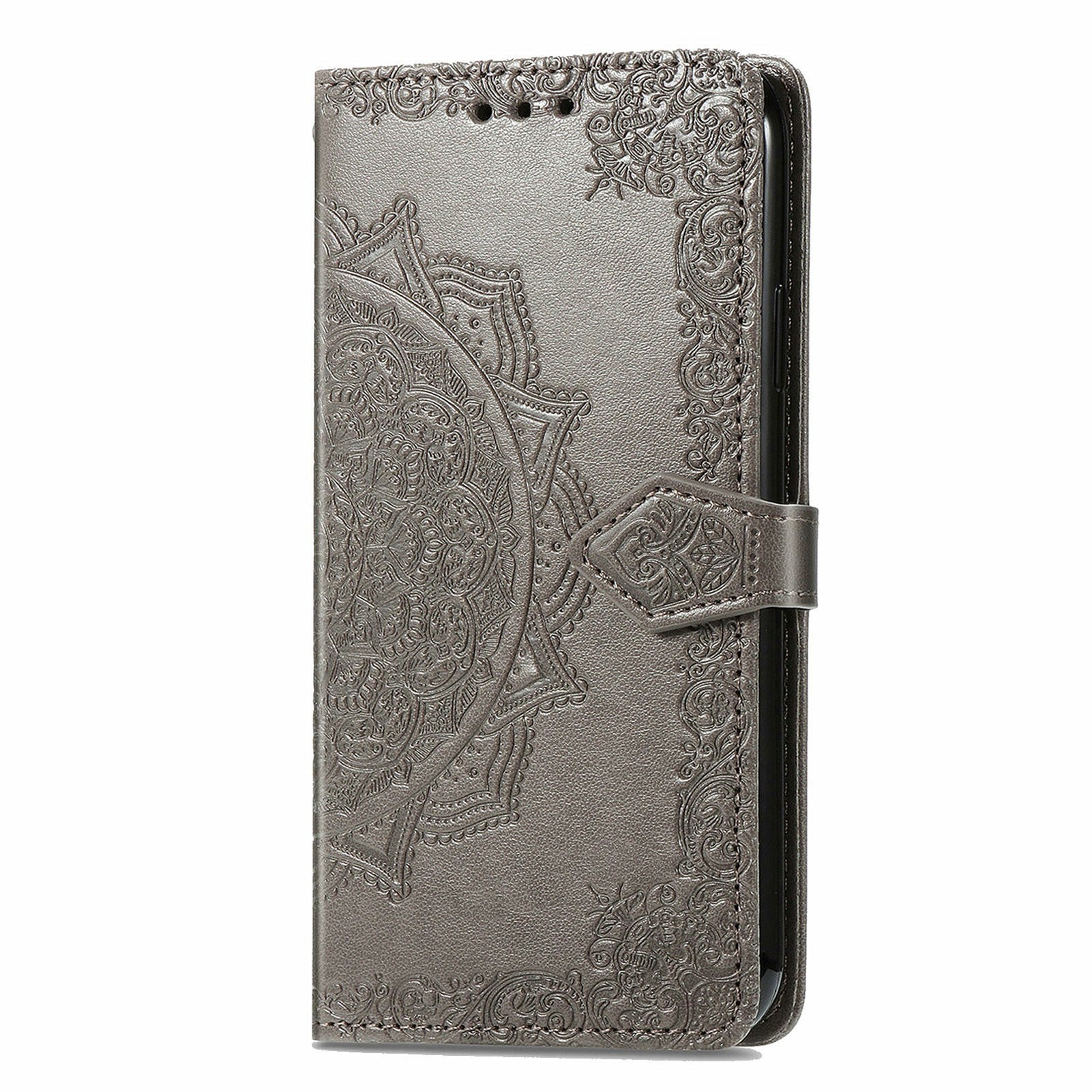 For Oppo F27 5G Wallet Case Mandala Flower Leather Phone Cover Stand View - Grey