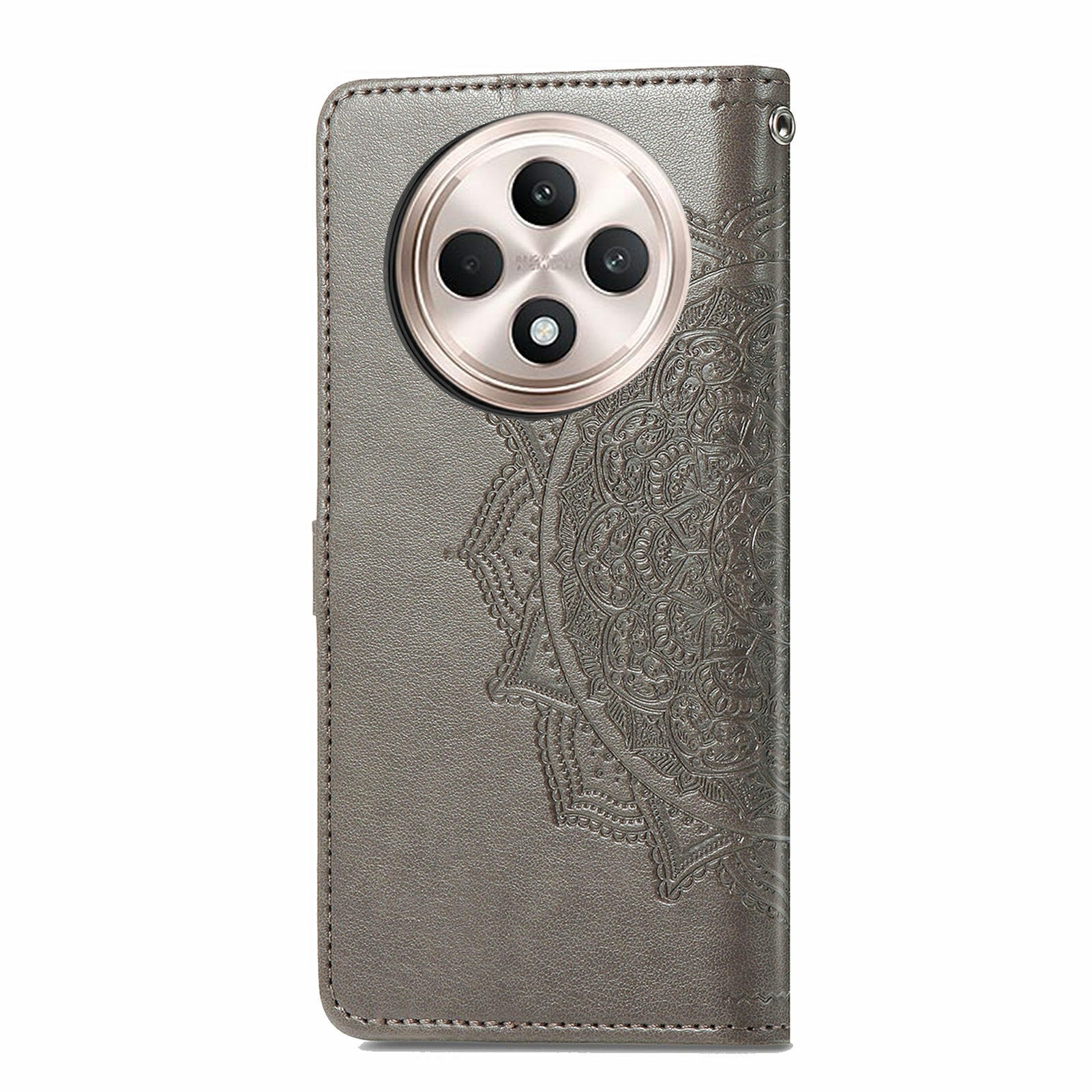 For Oppo F27 5G Wallet Case Mandala Flower Leather Phone Cover Stand View - Grey