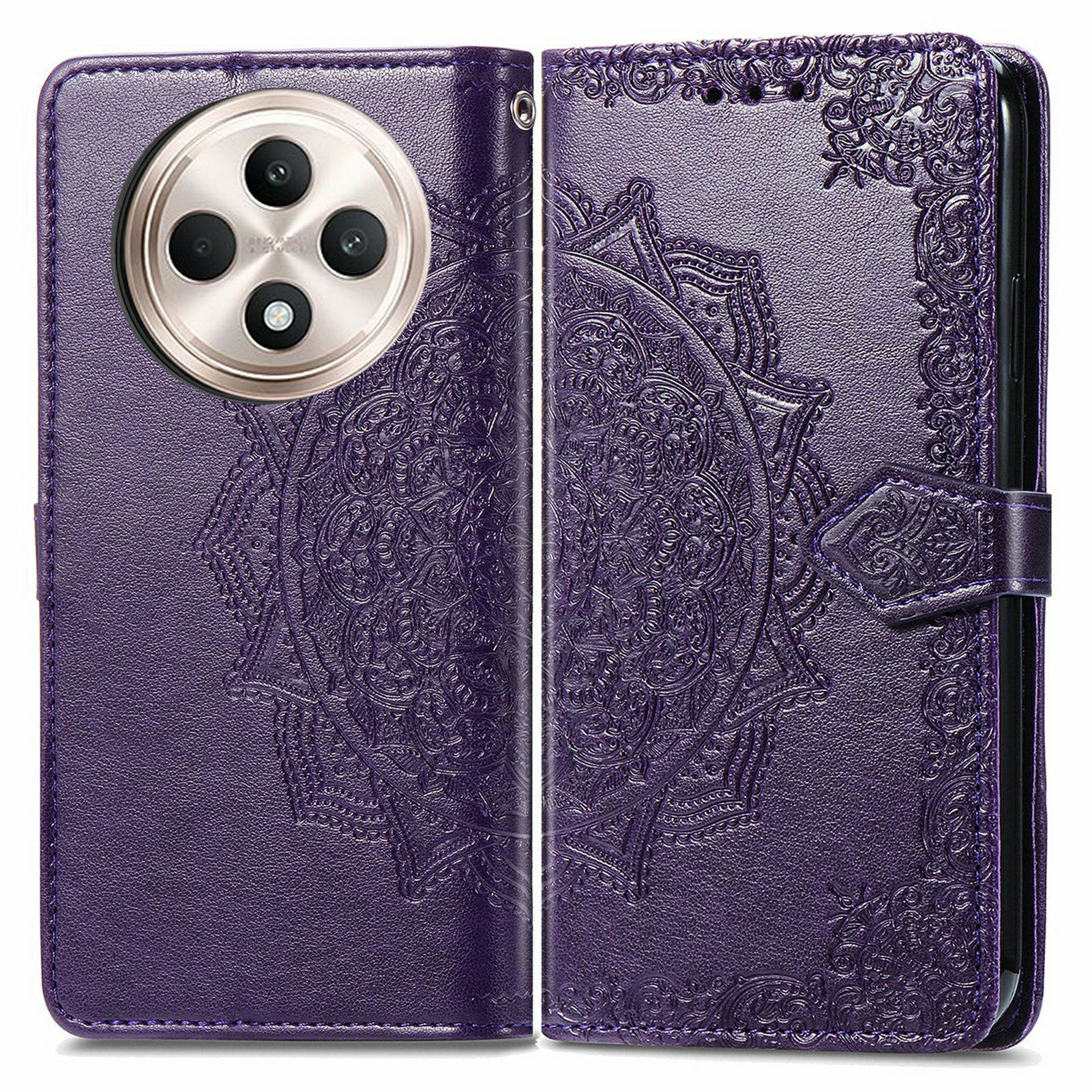 For Oppo F27 5G Wallet Case Mandala Flower Leather Phone Cover Stand View - Purple