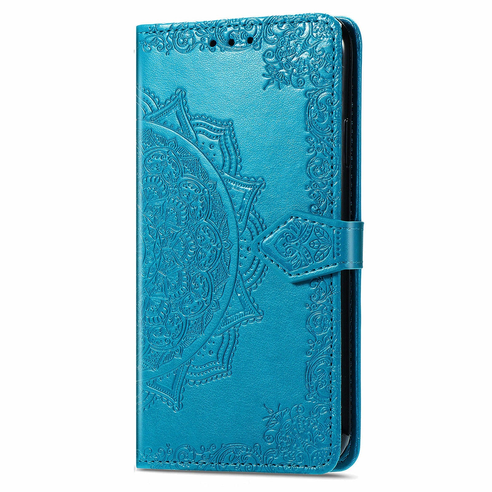 For Oppo F27 5G Wallet Case Mandala Flower Leather Phone Cover Stand View - Blue