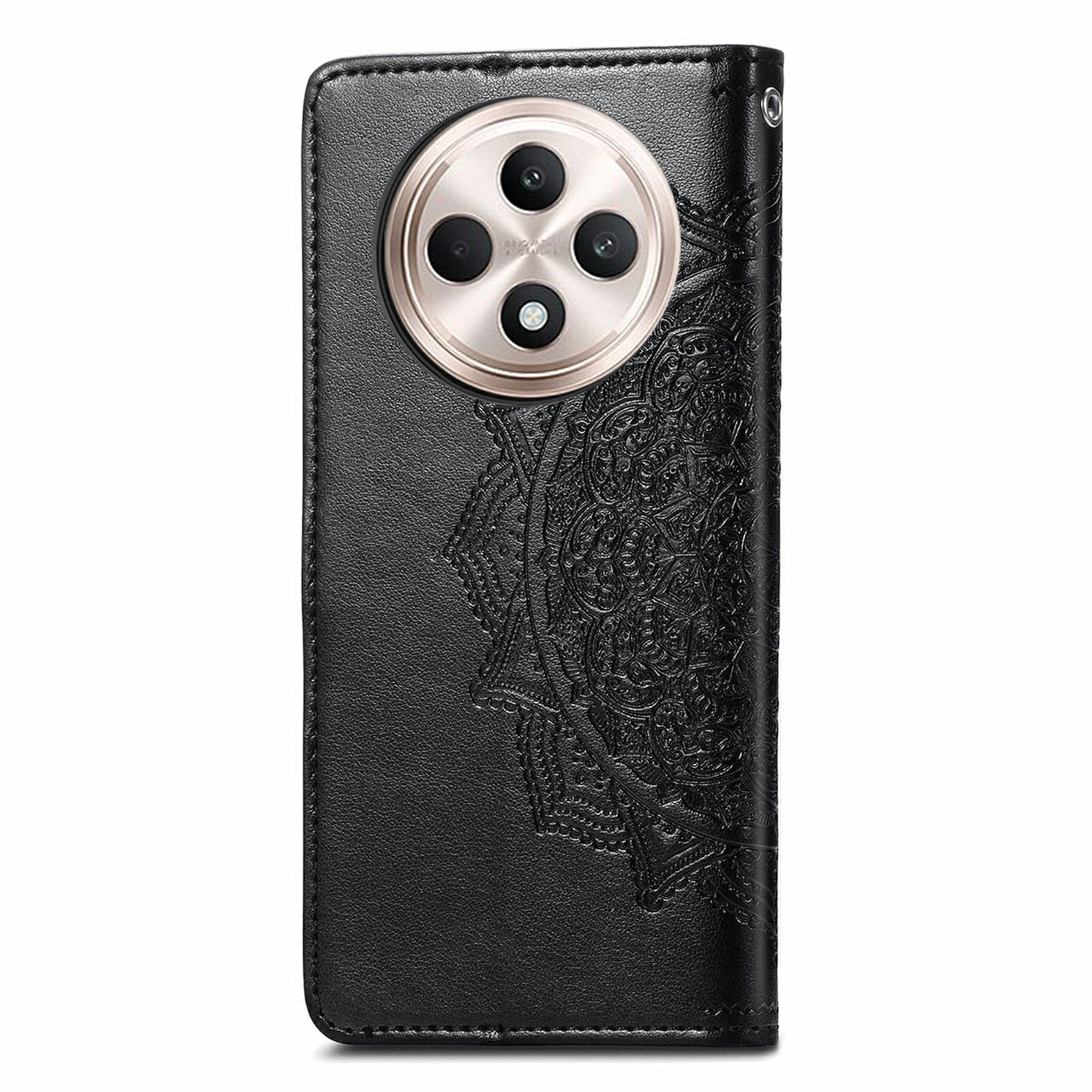 For Oppo F27 5G Wallet Case Mandala Flower Leather Phone Cover Stand View - Black