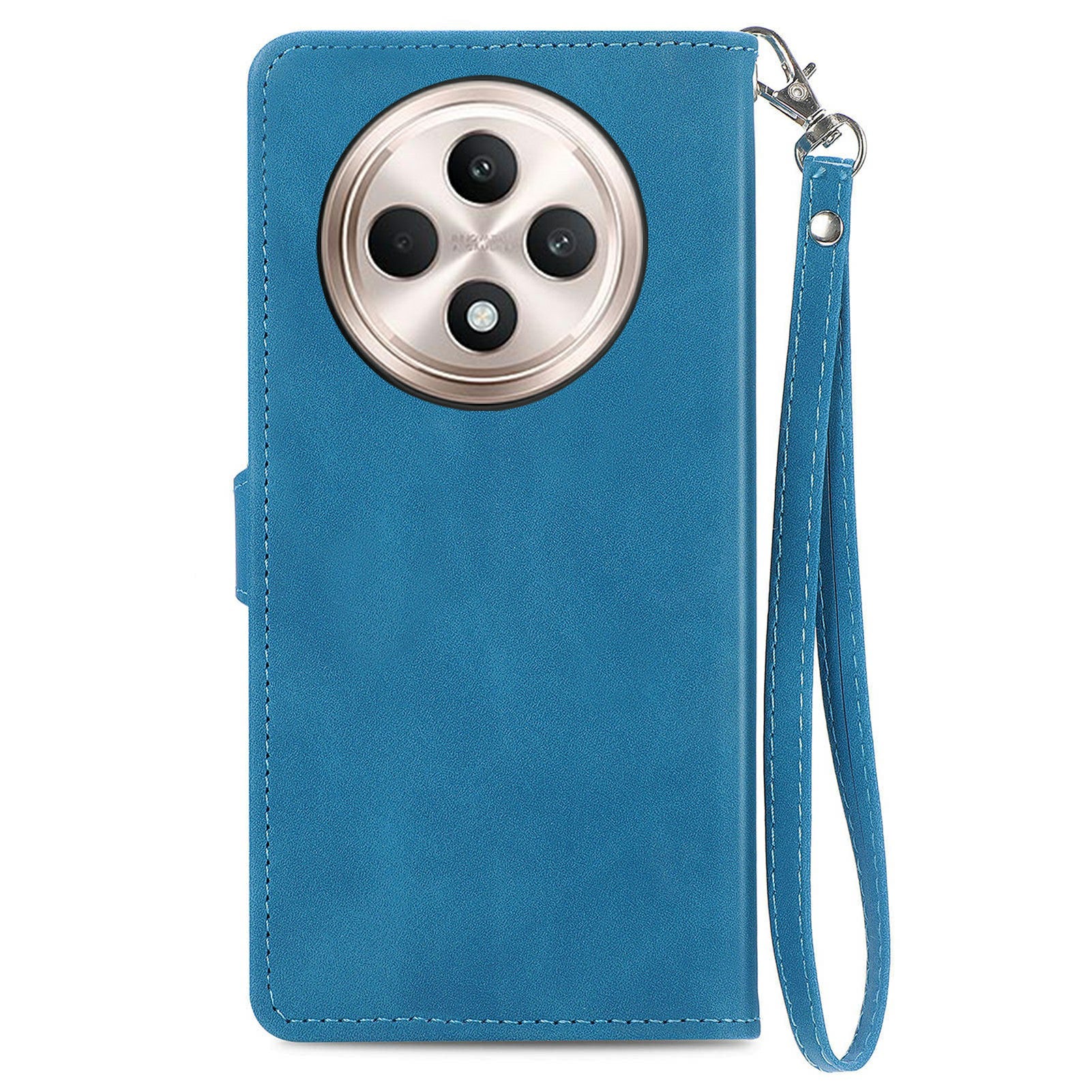 For Oppo F27 5G Case Zipper Wallet PU Leather Flower Imprint Phone Cover - Blue