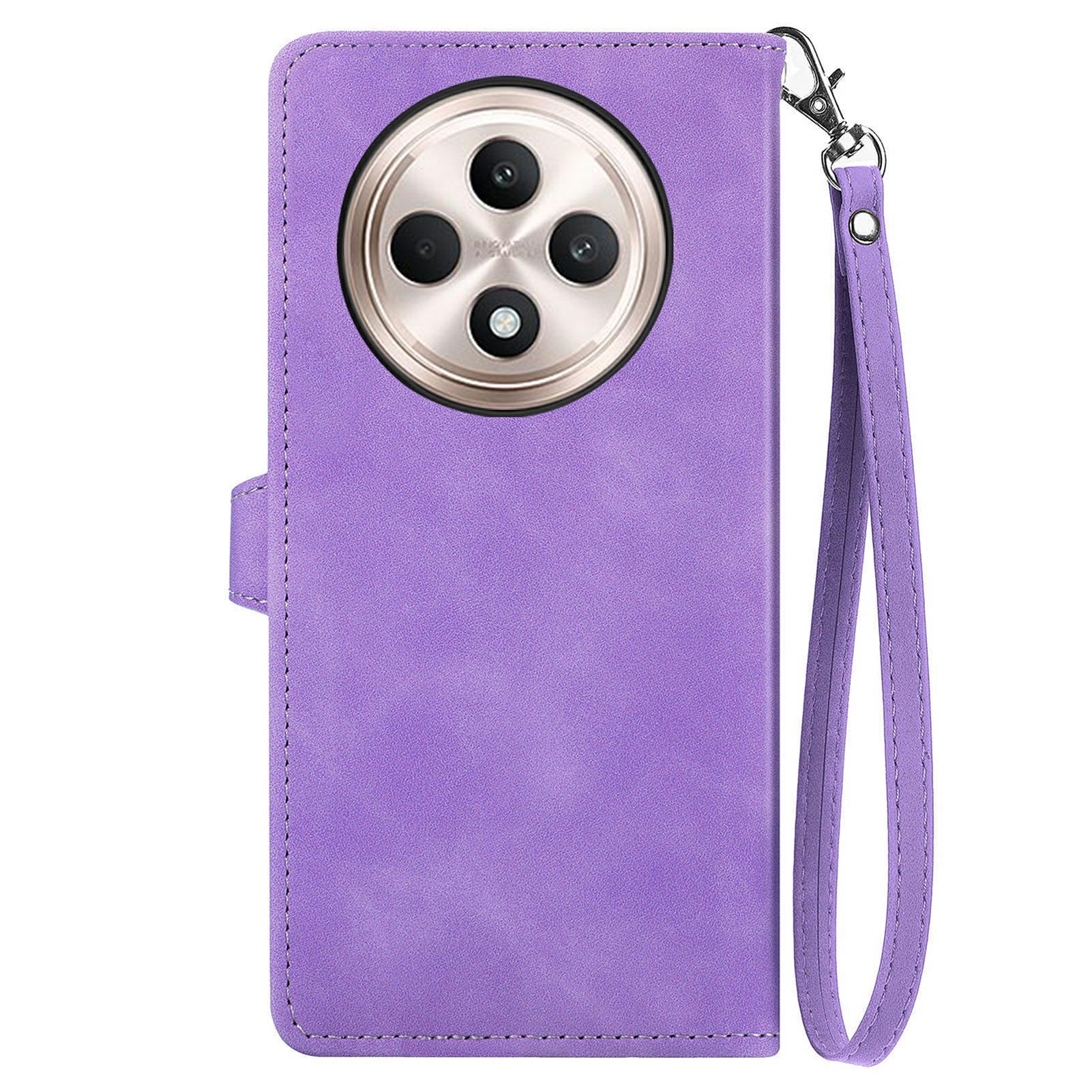 For Oppo F27 5G Case Zipper Wallet PU Leather Flower Imprint Phone Cover - Light Purple