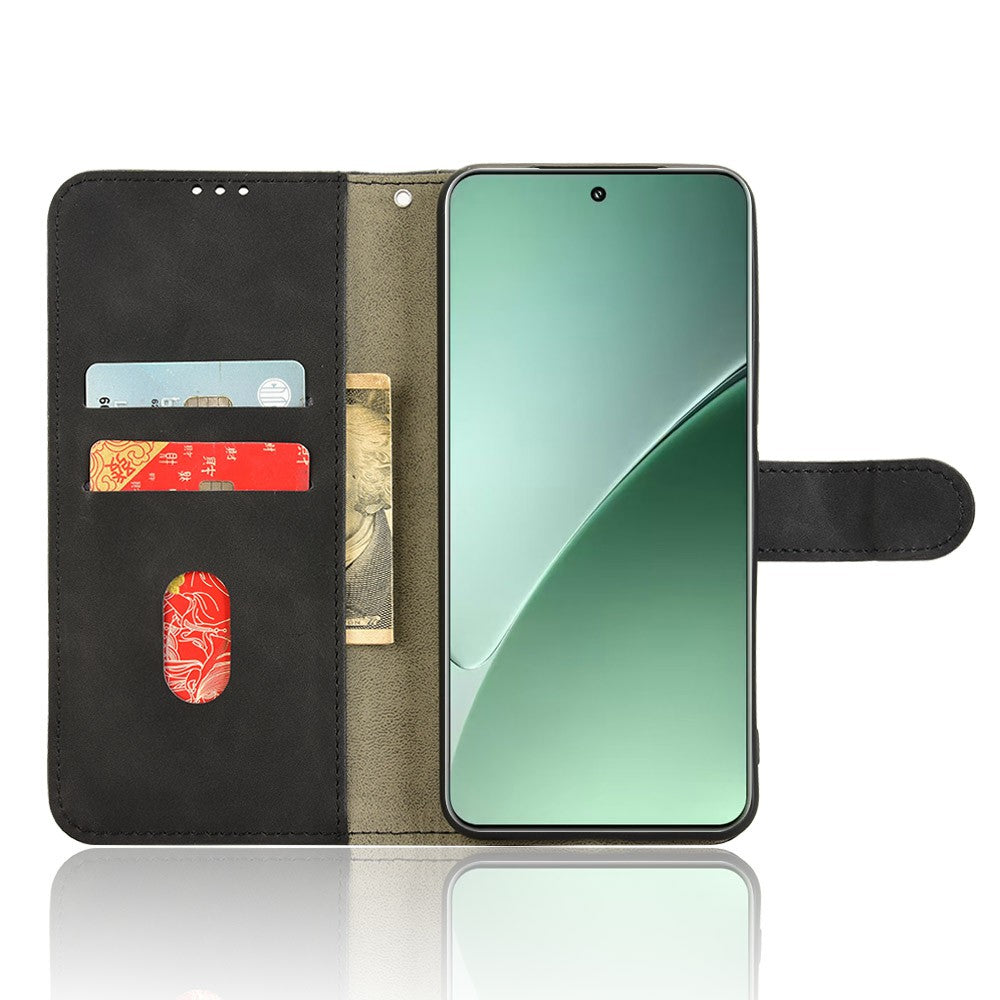 For Xiaomi 15 Leather Case Skin-Feel Anti-Drop Wallet Flip Phone Cover - Black