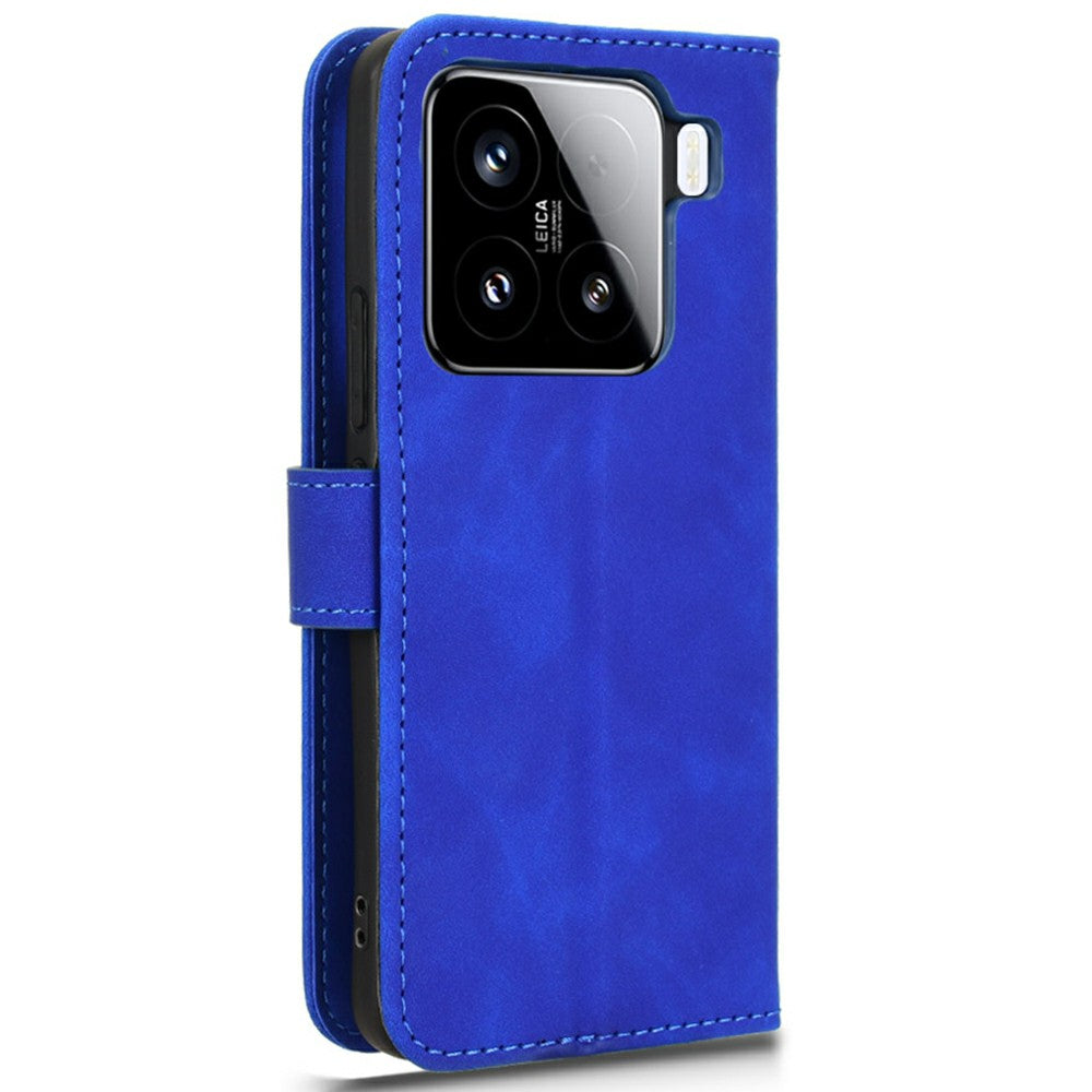 For Xiaomi 15 Leather Case Skin-Feel Anti-Drop Wallet Flip Phone Cover - Blue