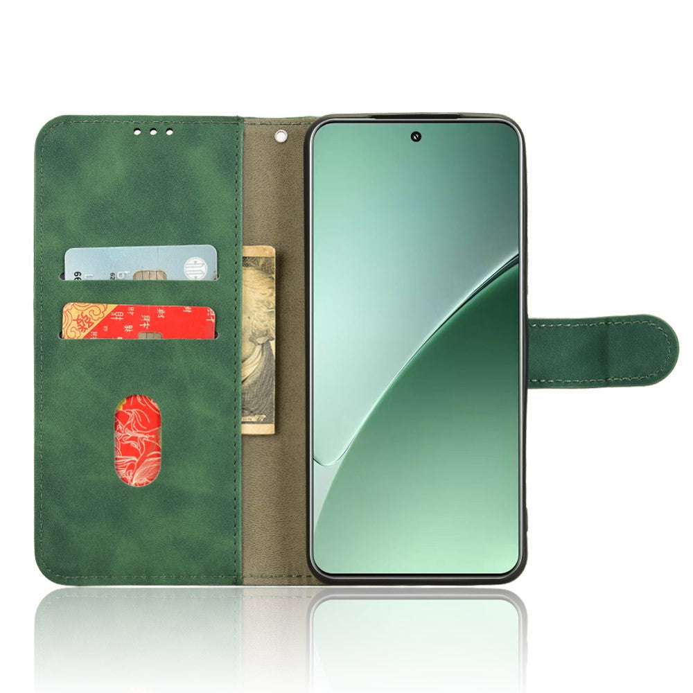 For Xiaomi 15 Leather Case Skin-Feel Anti-Drop Wallet Flip Phone Cover - Green