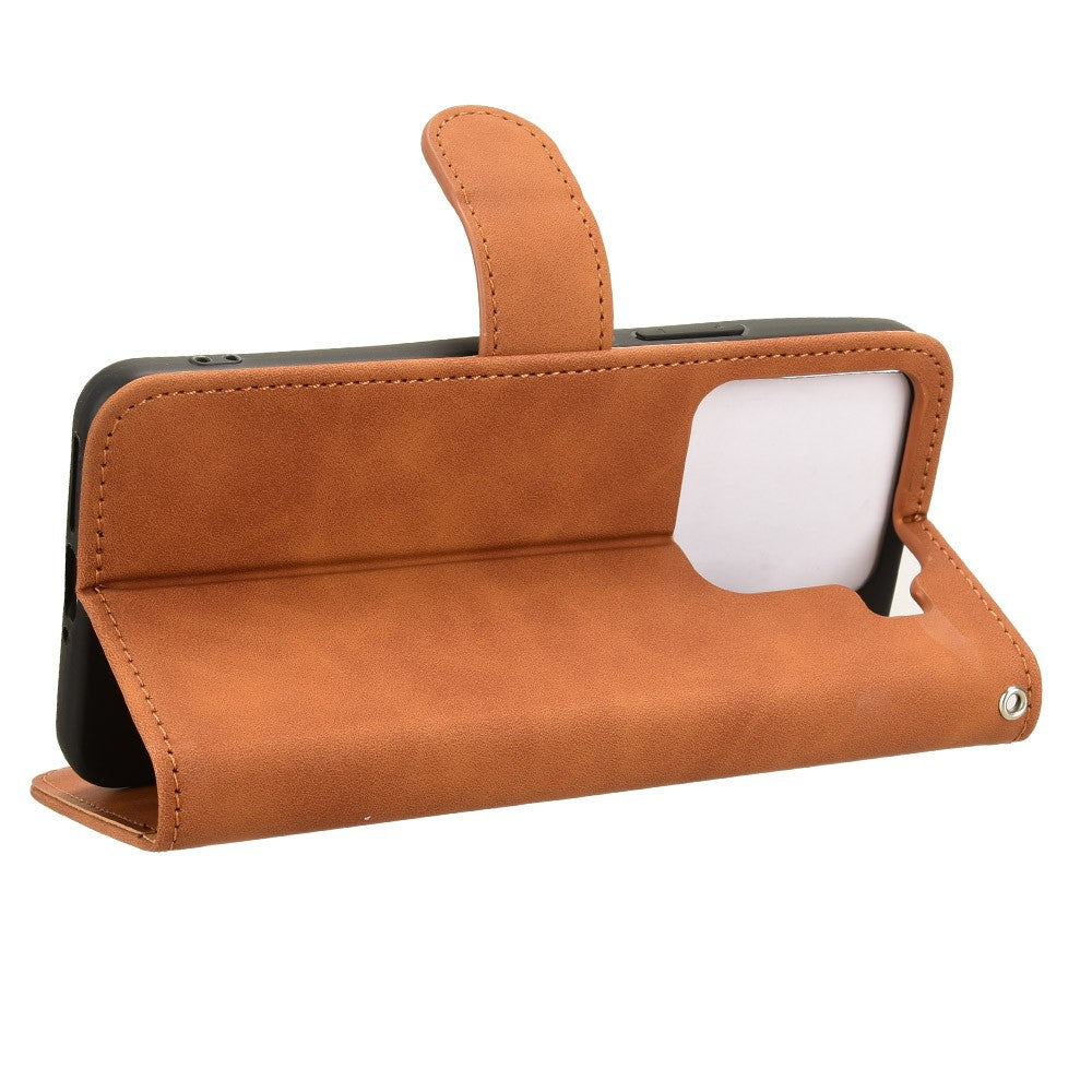 For Xiaomi 15 Leather Case Skin-Feel Anti-Drop Wallet Flip Phone Cover - Brown