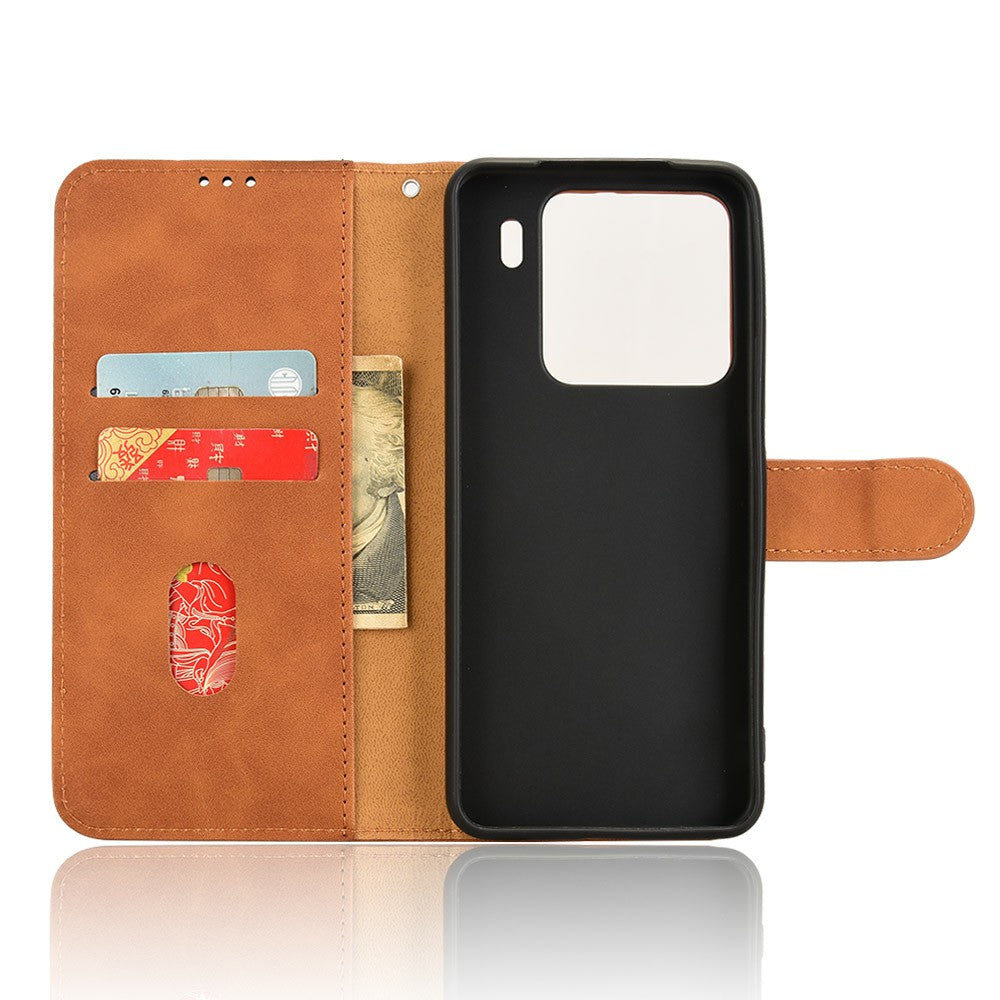 For Xiaomi 15 Leather Case Skin-Feel Anti-Drop Wallet Flip Phone Cover - Brown