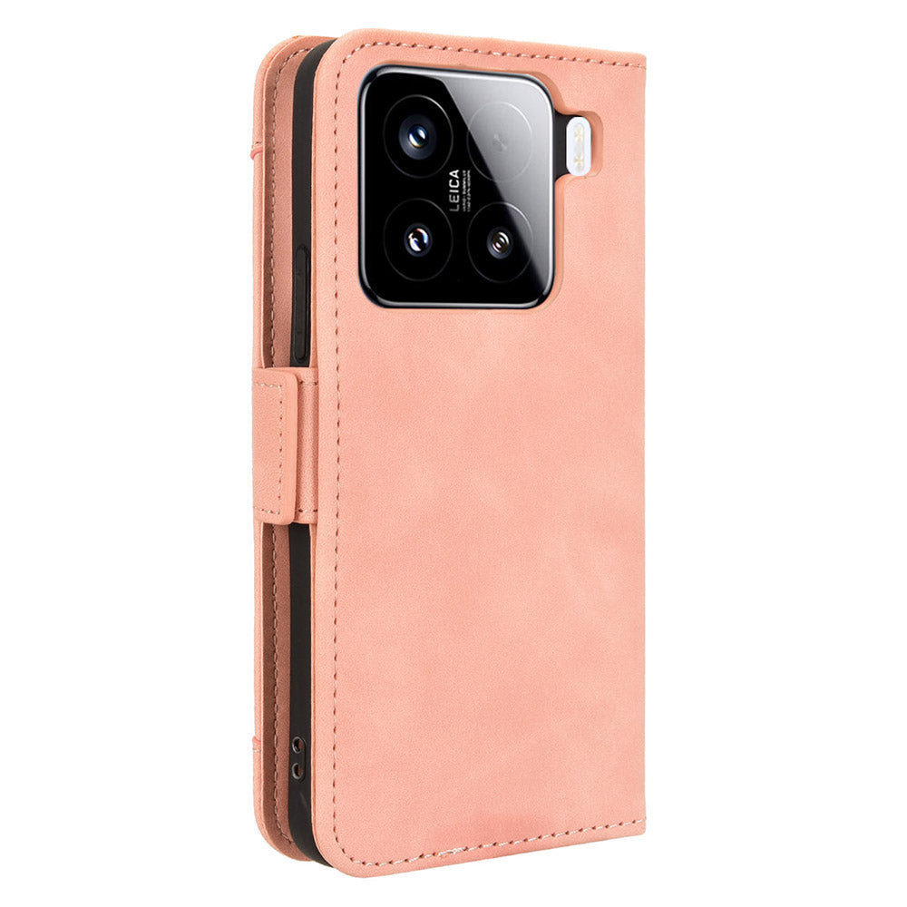 For Xiaomi 15 Pro Leather Case Phone Wallet Cover with Multiple Card Slots - Pink