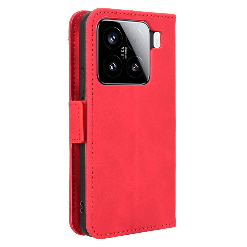 For Xiaomi 15 Pro Leather Case Phone Wallet Cover with Multiple Card Slots - Red