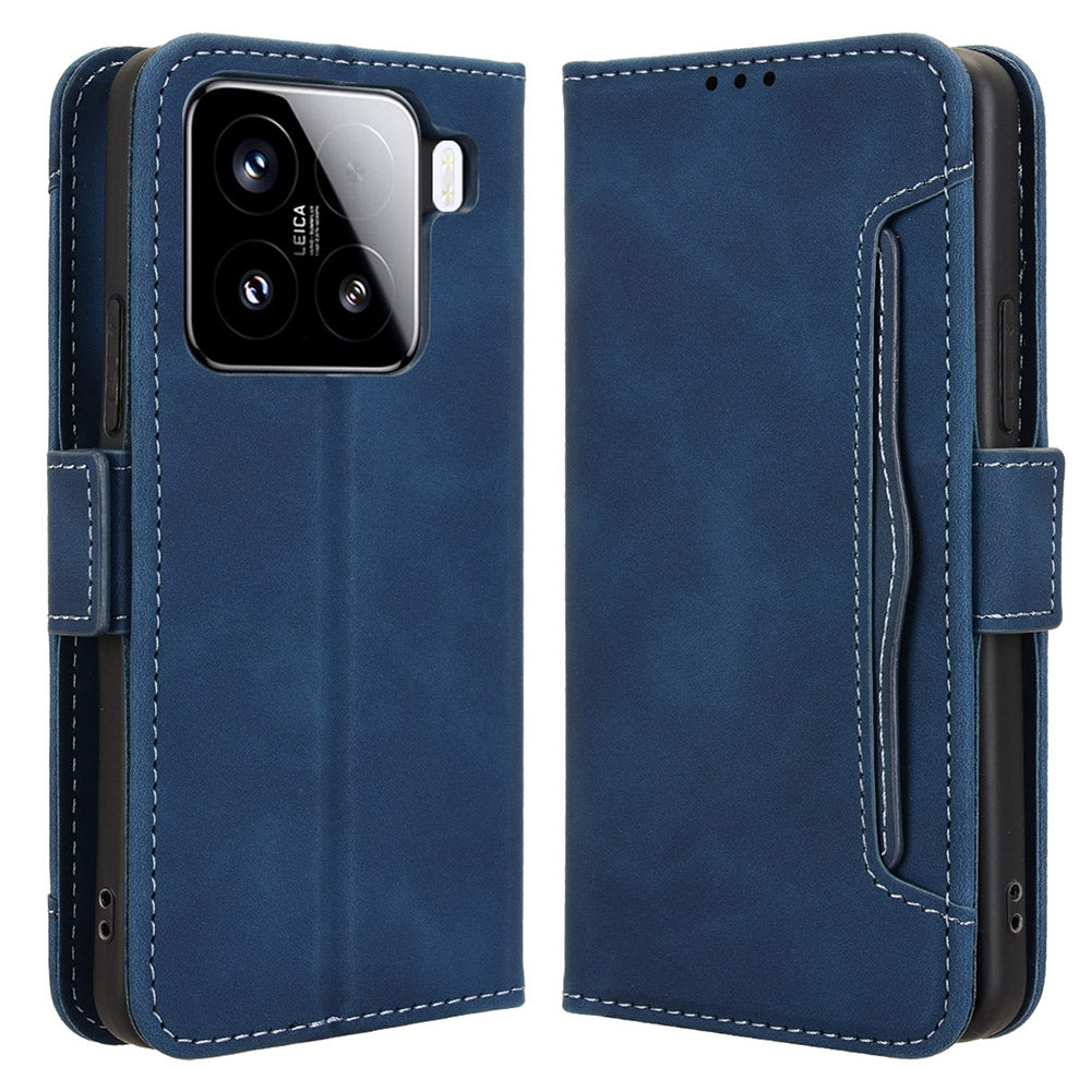 For Xiaomi 15 Pro Leather Case Phone Wallet Cover with Multiple Card Slots - Blue