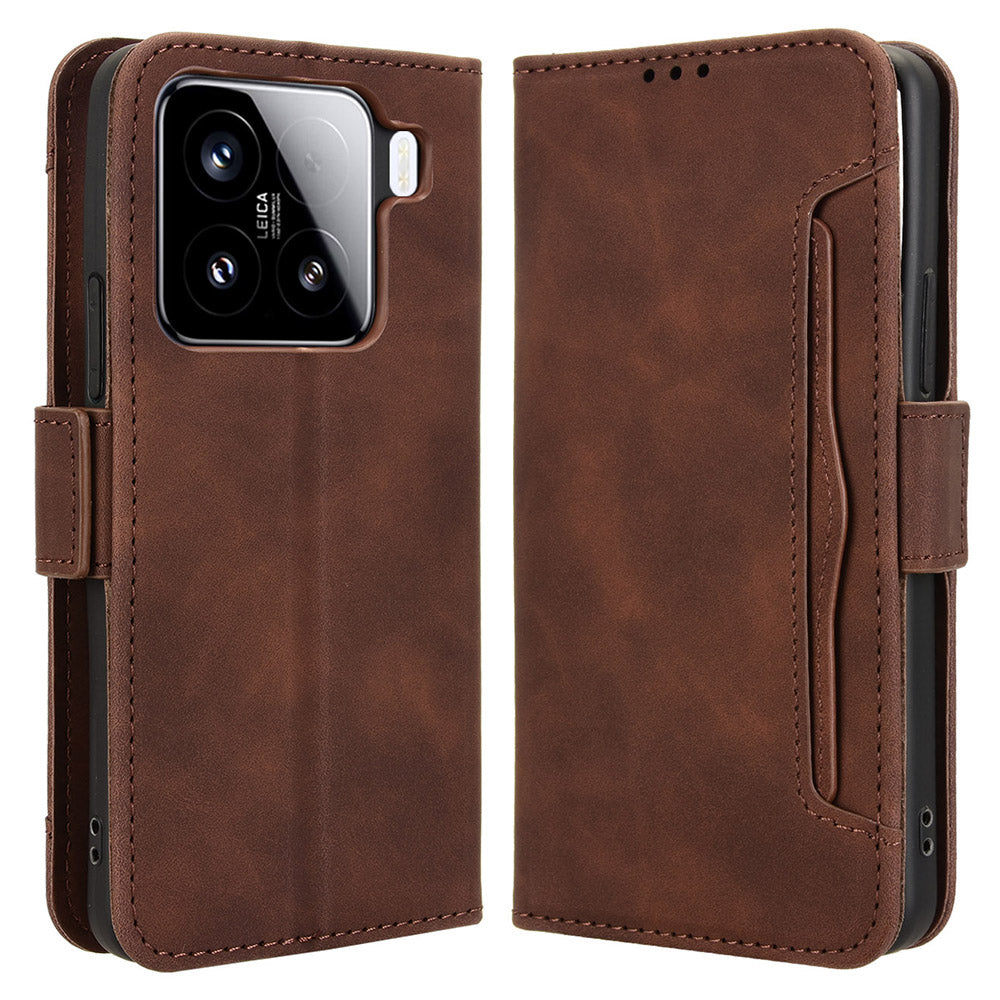 For Xiaomi 15 Pro Leather Case Phone Wallet Cover with Multiple Card Slots - Brown