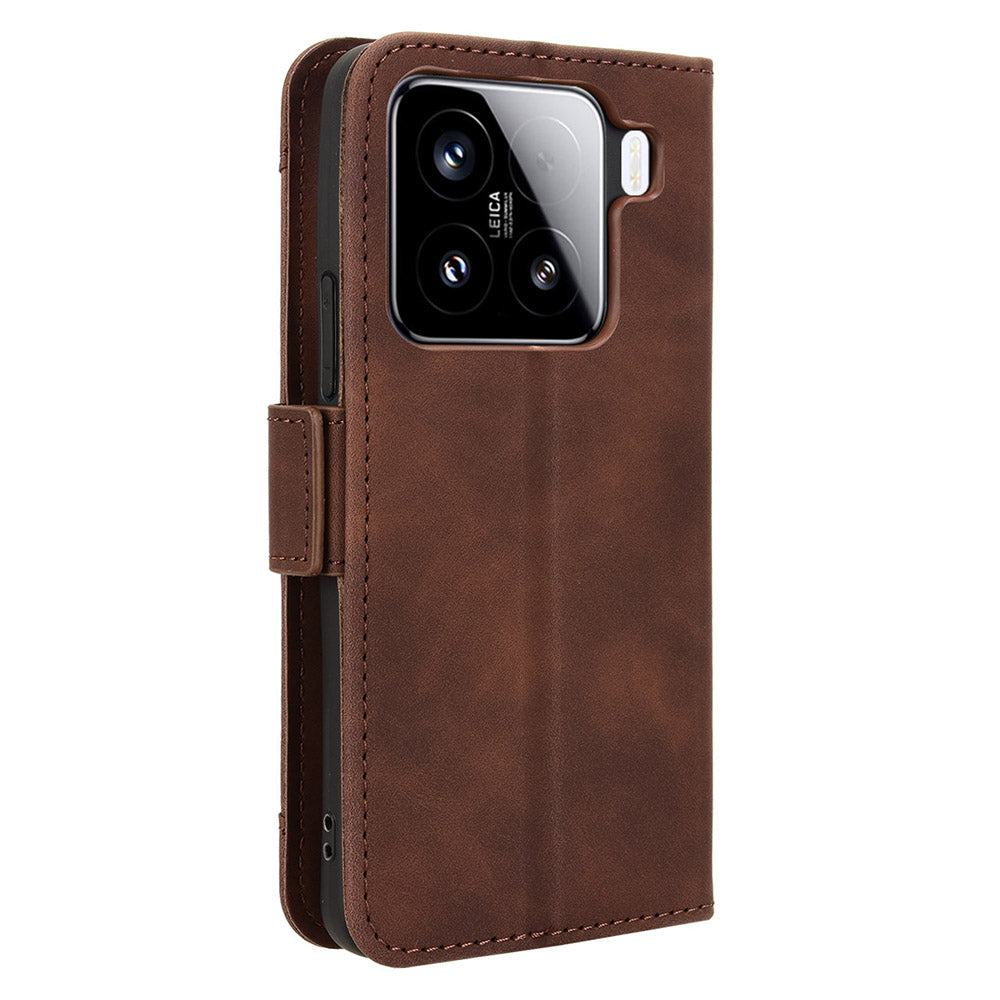 For Xiaomi 15 Pro Leather Case Phone Wallet Cover with Multiple Card Slots - Brown