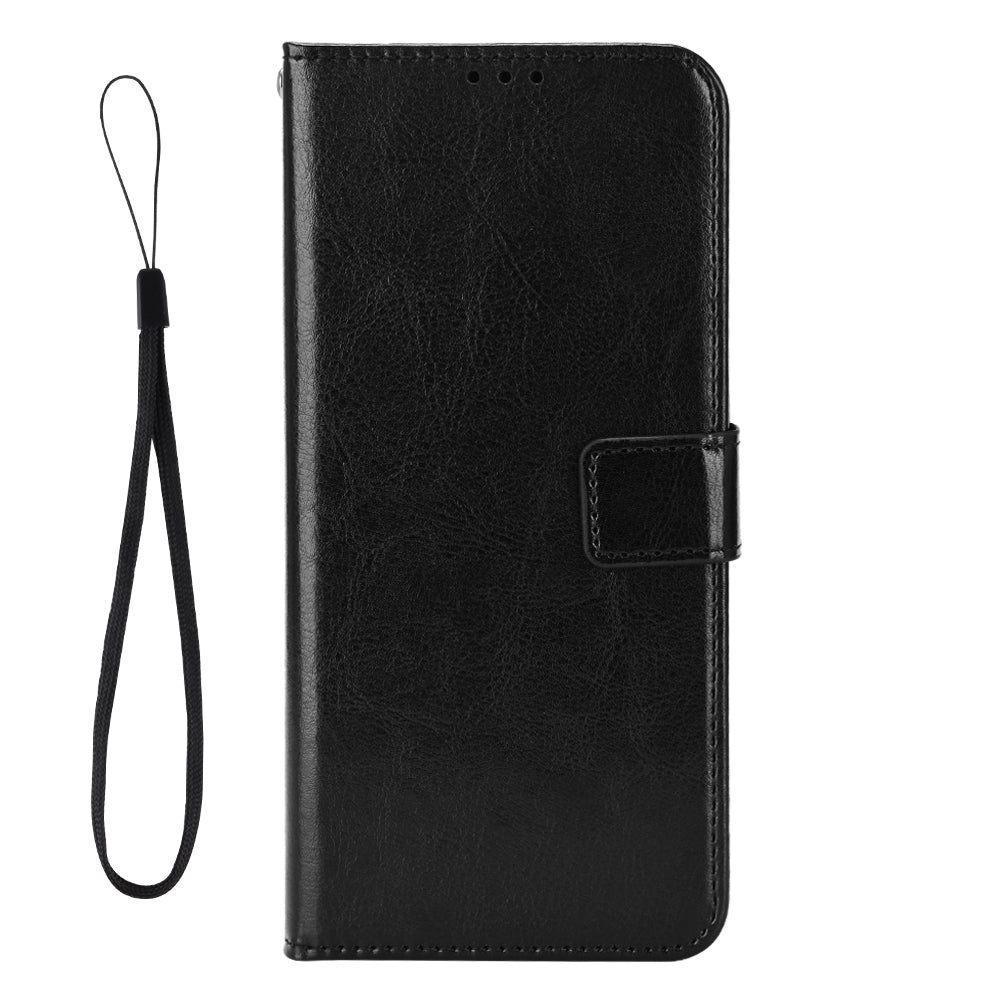 For Xiaomi 15 Pro Case Crazy Horse Texture PU Leather Phone Wallet Cover - Black