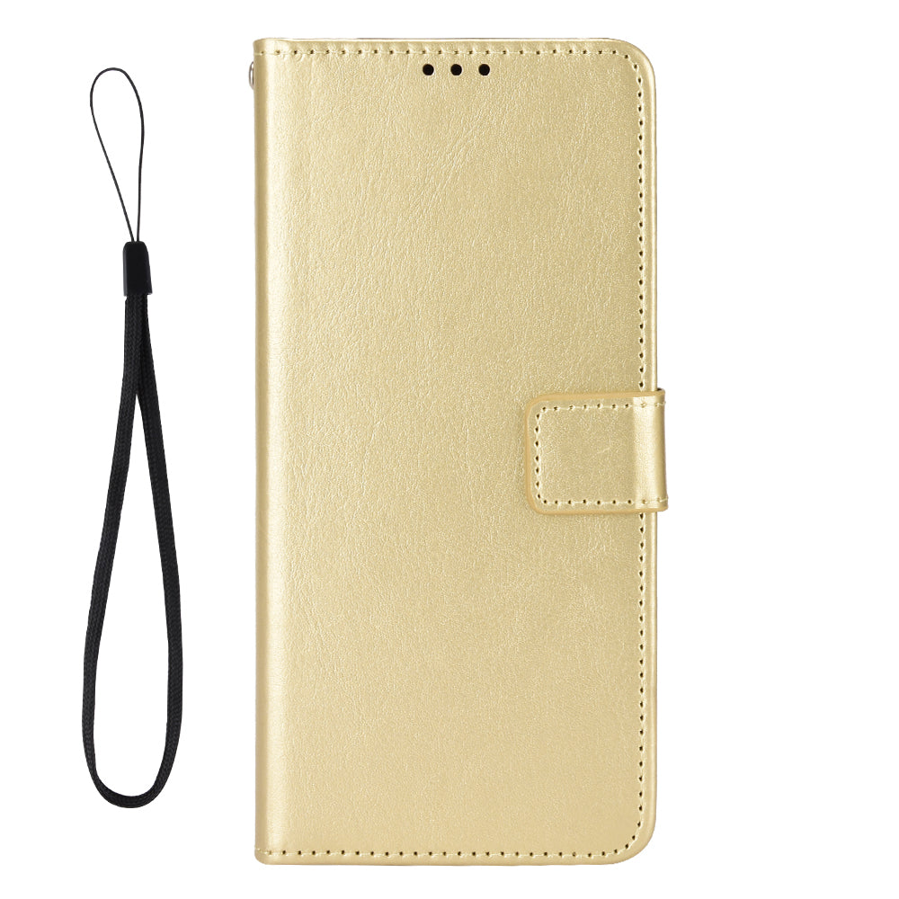 For Xiaomi 15 Pro Case Crazy Horse Texture PU Leather Phone Wallet Cover - Gold