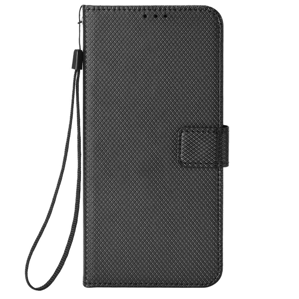 For Xiaomi 15 Pro Case PU Leather Diamond Texture Wallet Phone Cover - Black