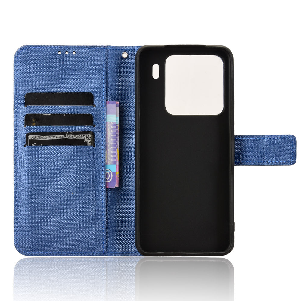 For Xiaomi 15 Pro Case PU Leather Diamond Texture Wallet Phone Cover - Blue