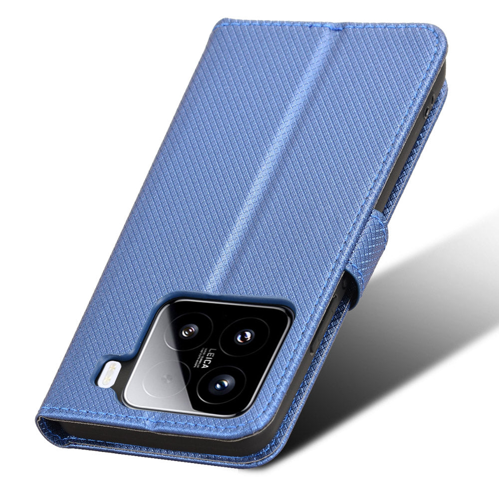 For Xiaomi 15 Pro Case PU Leather Diamond Texture Wallet Phone Cover - Blue