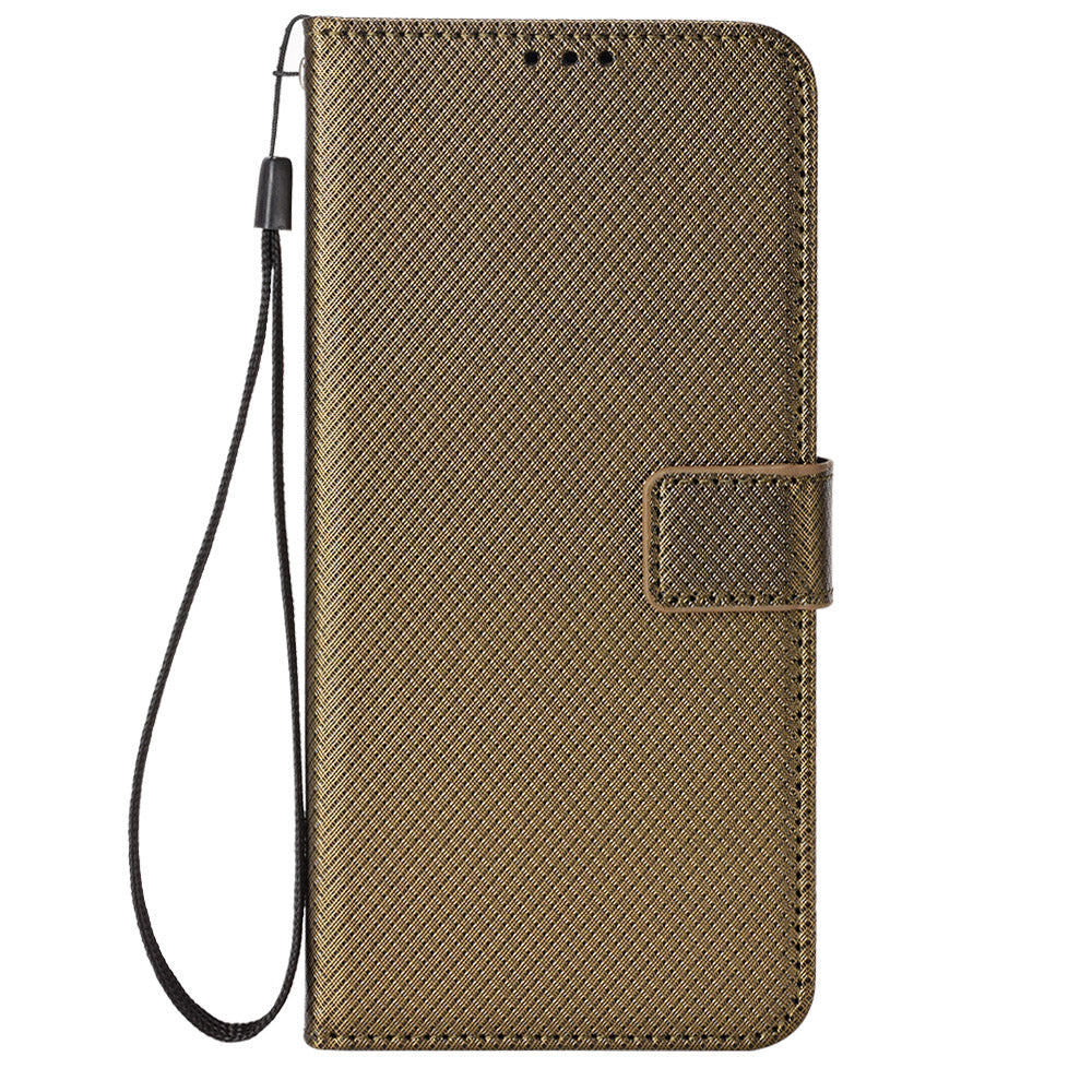 For Xiaomi 15 Pro Case PU Leather Diamond Texture Wallet Phone Cover - Brown