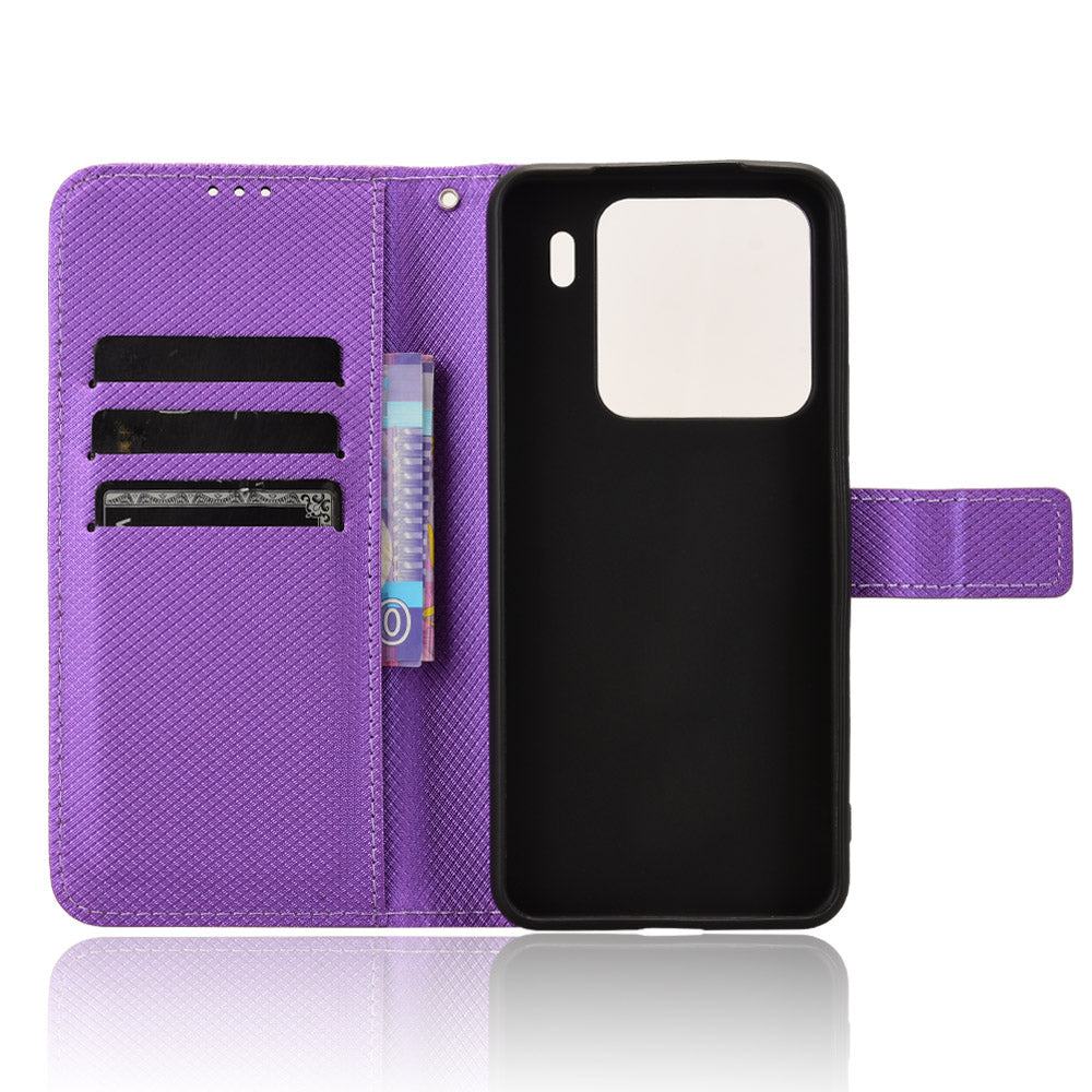 For Xiaomi 15 Pro Case PU Leather Diamond Texture Wallet Phone Cover - Purple