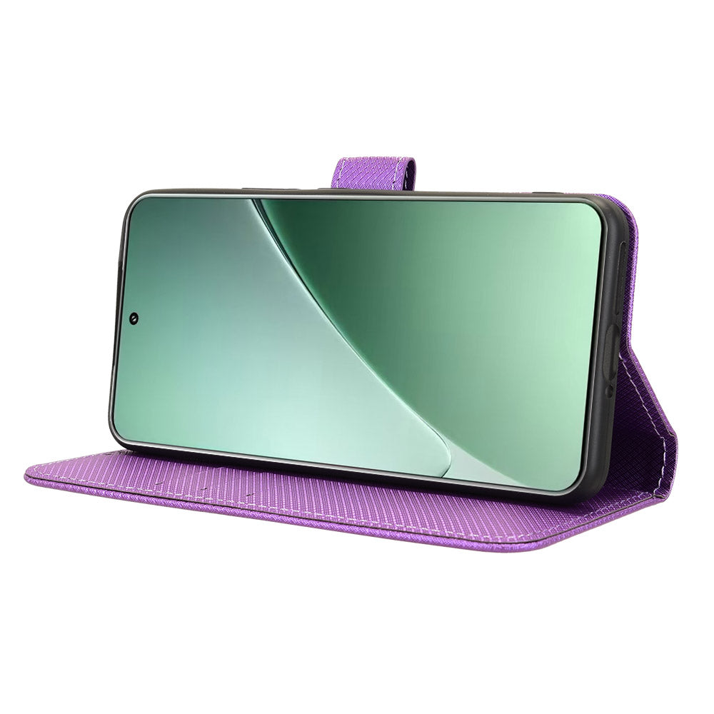 For Xiaomi 15 Pro Case PU Leather Diamond Texture Wallet Phone Cover - Purple