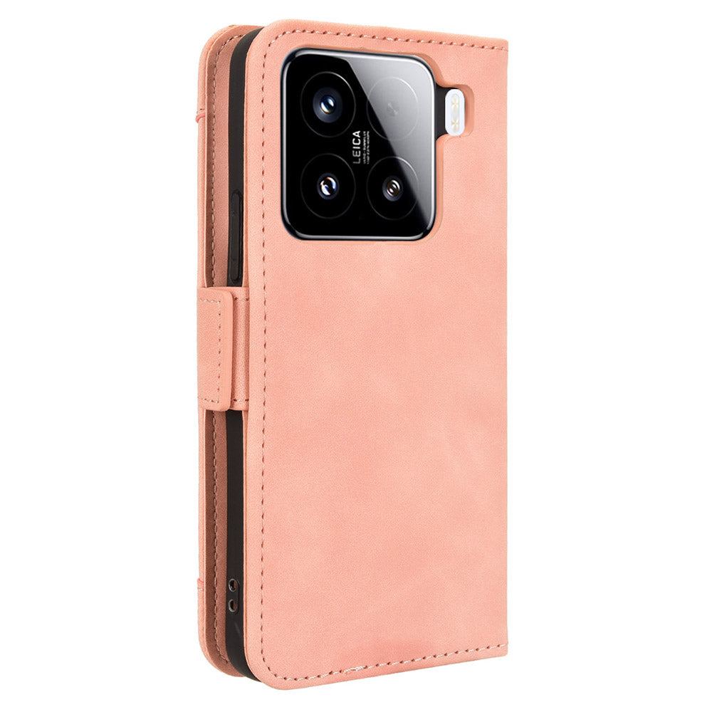 For Xiaomi 15 Leather Case Phone Wallet Cover with Multiple Card Slots - Pink