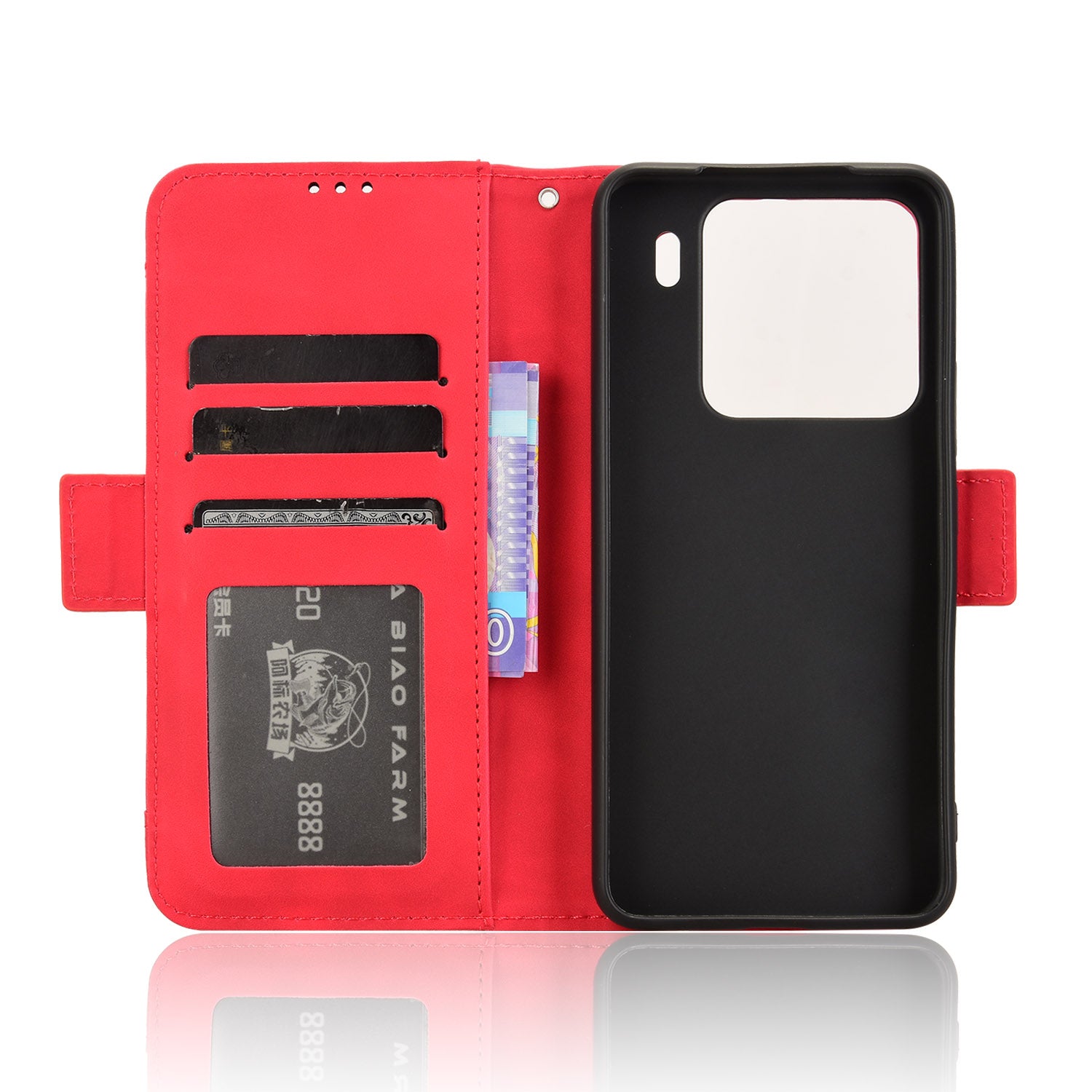 For Xiaomi 15 Leather Case Phone Wallet Cover with Multiple Card Slots - Red