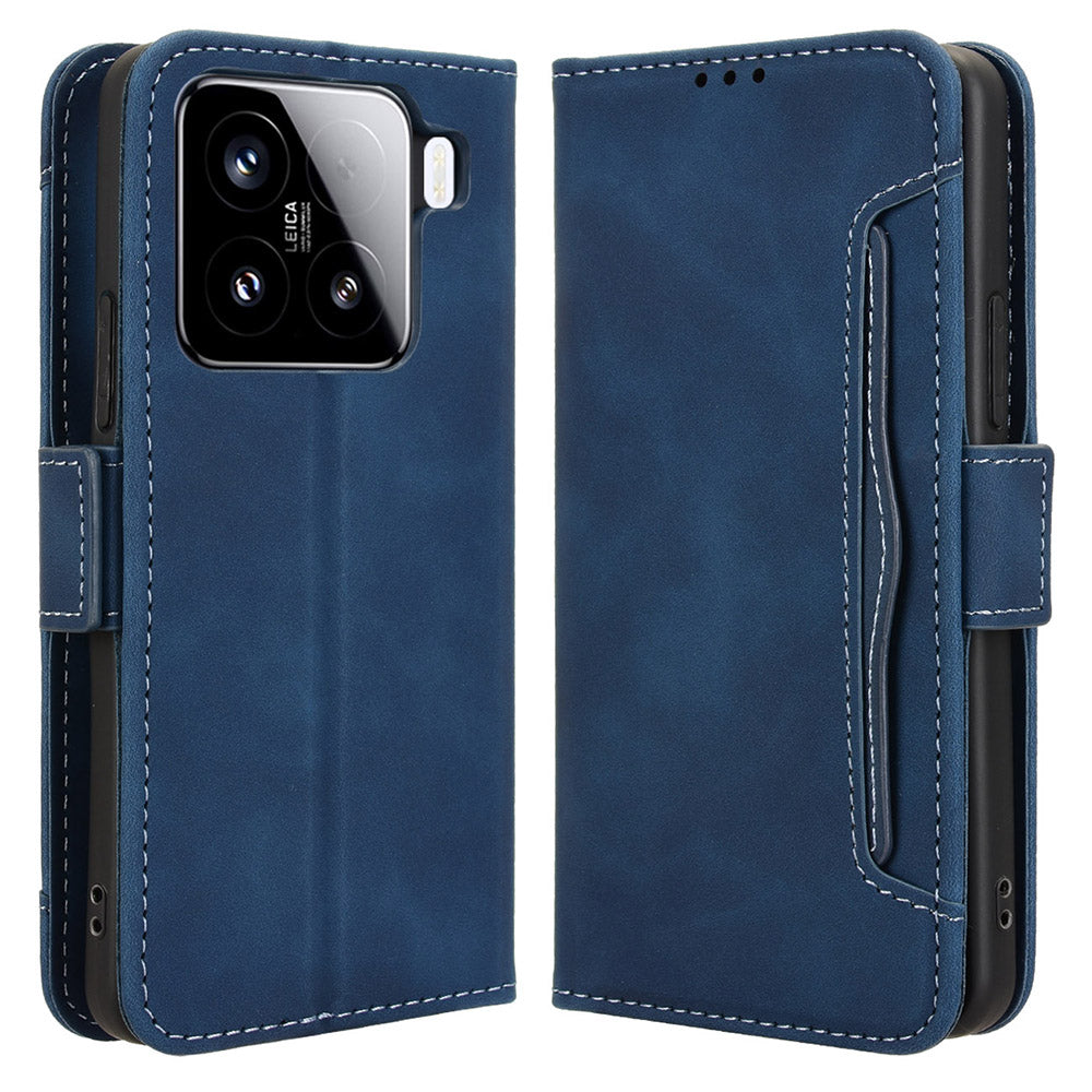 For Xiaomi 15 Leather Case Phone Wallet Cover with Multiple Card Slots - Blue