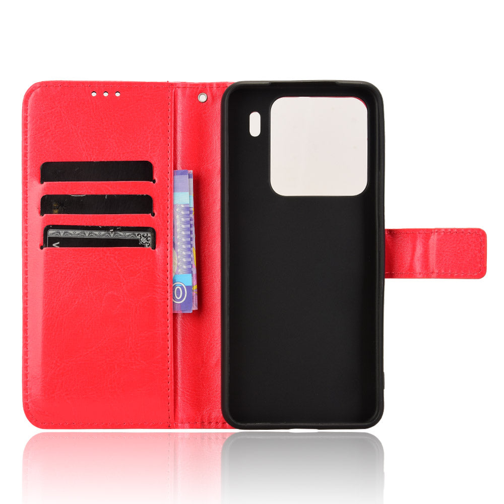 For Xiaomi 15 Case Crazy Horse Texture PU Leather Phone Wallet Cover - Red