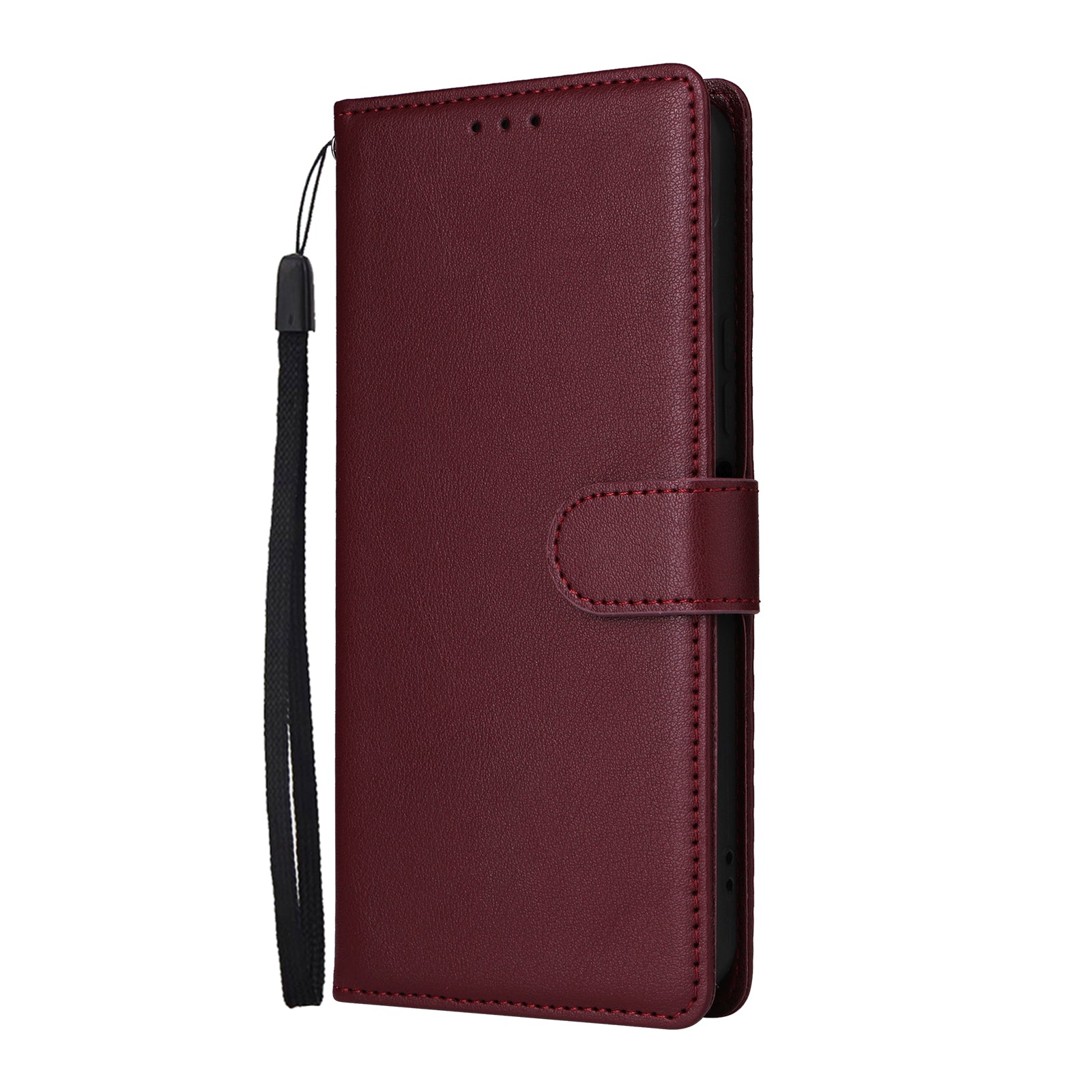 For vivo Y02s 4G / Y56 5G / Y16 4G Case Wallet Stand View PU Leather Phone Cover - Wine Red