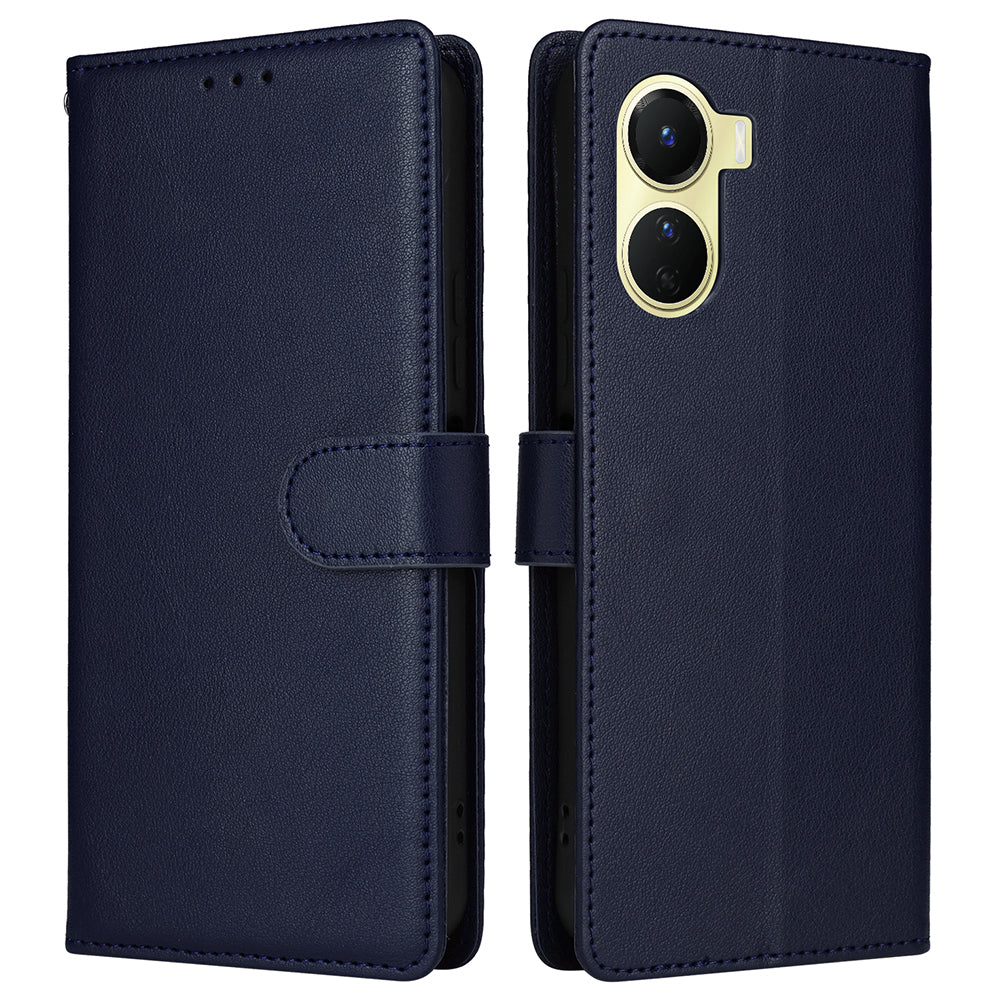 For vivo Y02s 4G / Y56 5G / Y16 4G Case Wallet Stand View PU Leather Phone Cover - Blue